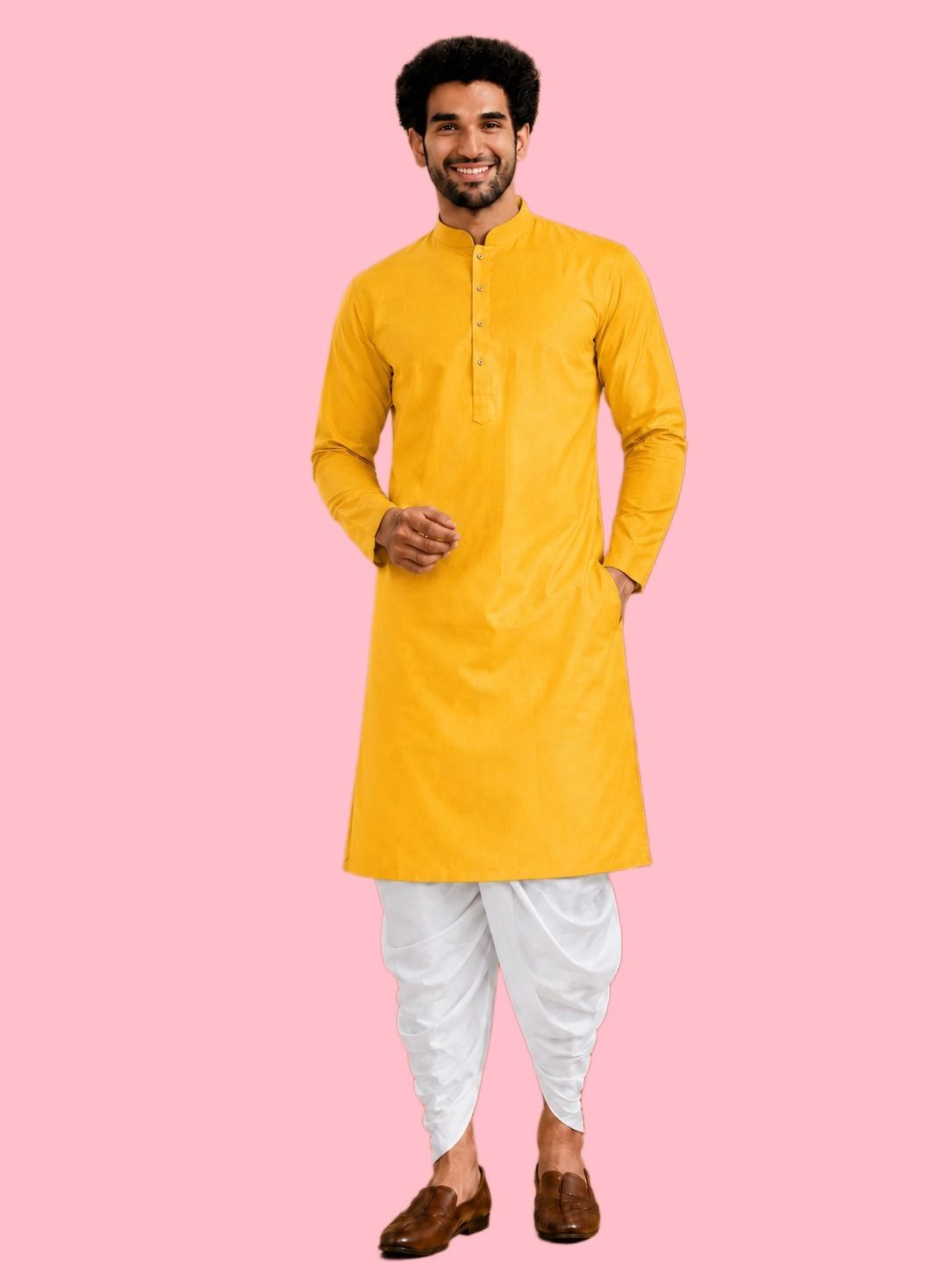 Men Cotton Rayon Kurta Dhoti Set-image-42
