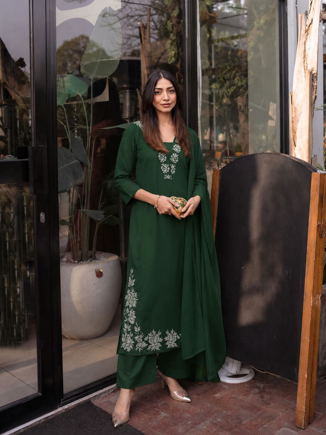Women Viscose Rayon Kurta Pant Dupatta Set-image-36