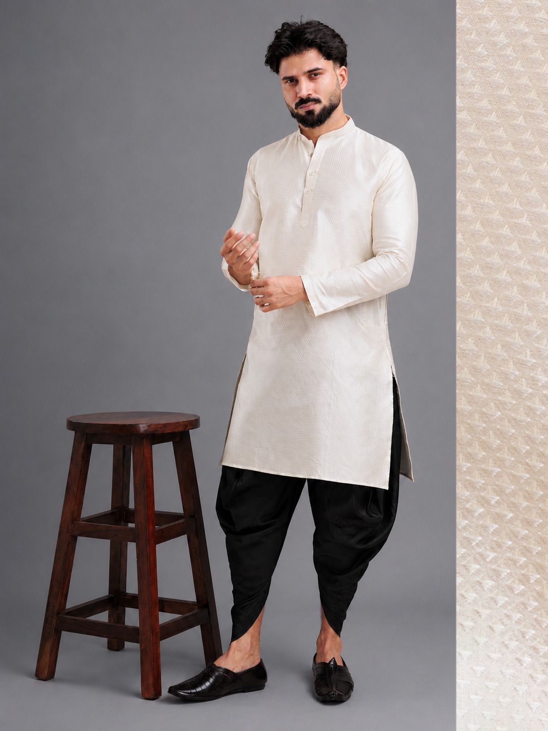 tsarina Men Cotton Silk Kurta Dhoti Pant Set-picture-10