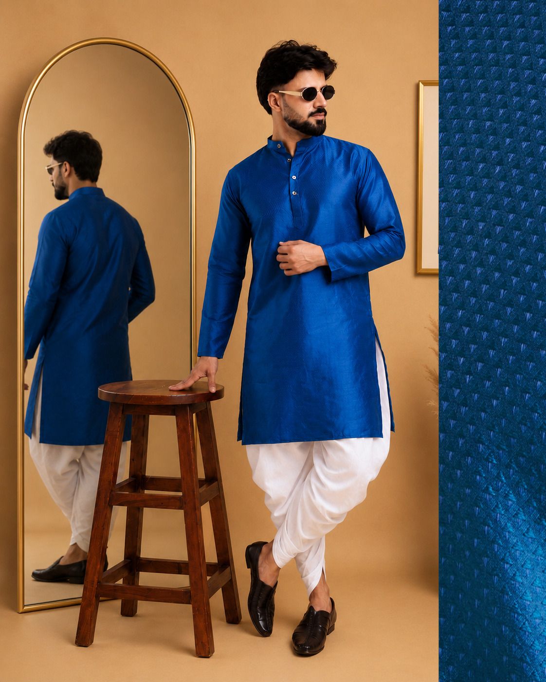 tsarina Men Cotton Silk Kurta Dhoti Pant Set-picture-15