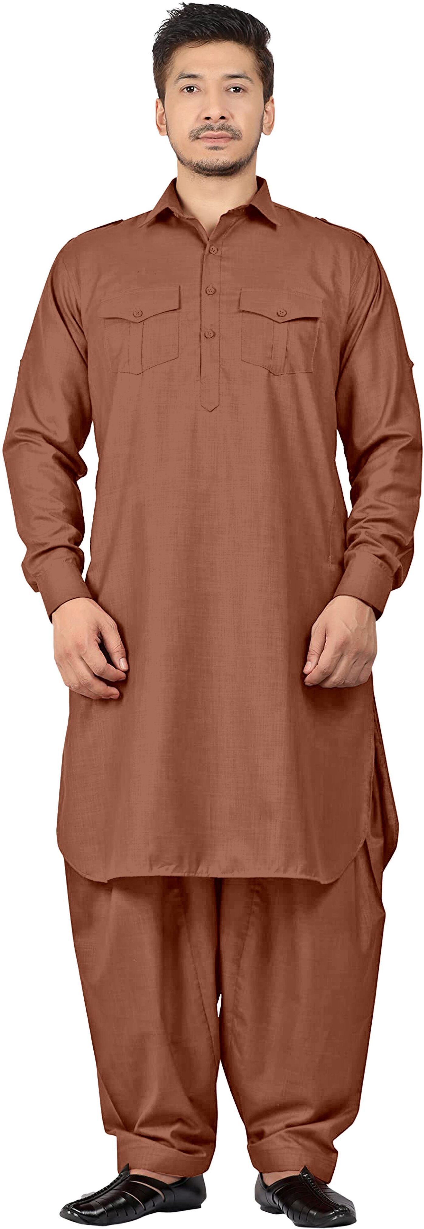 Men Cotton Blend Kurta Pyjama Set-image-12