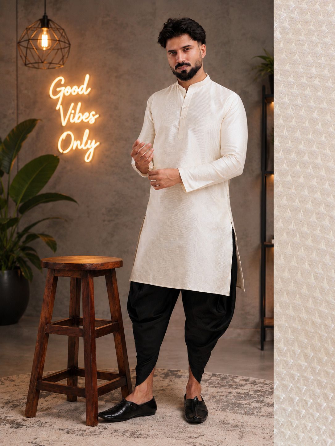 tsarina Men Cotton Silk Kurta Dhoti Pant Set-picture-34