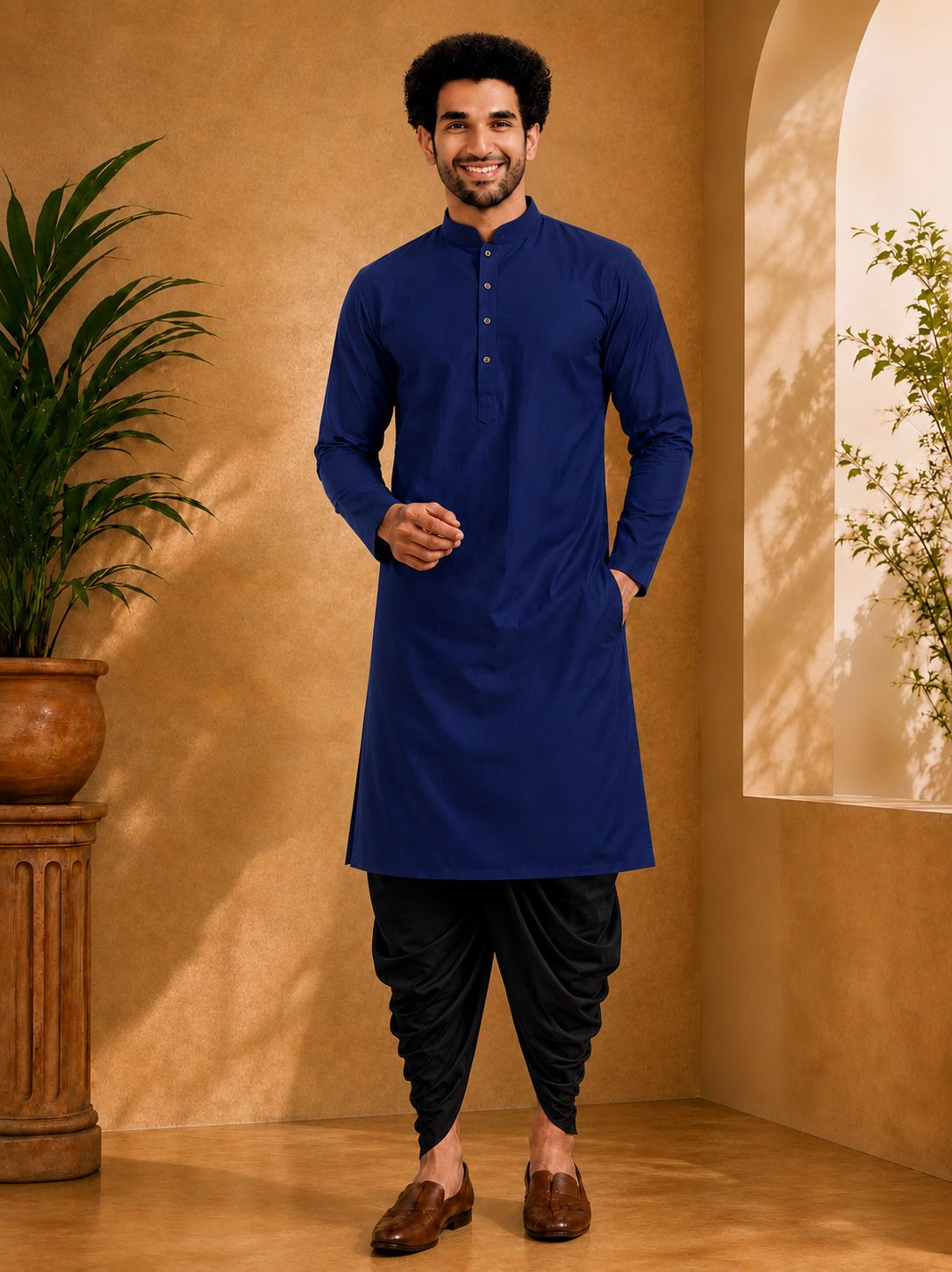 manimann Men Cotton Rayon Kurta Dhoti Set-picture-38