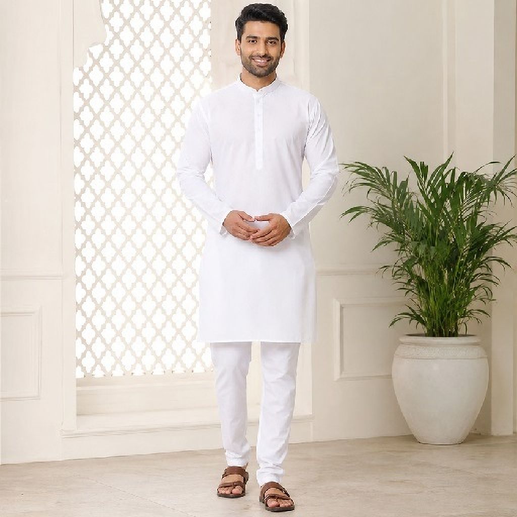 vastravibe by sg Men Cotton Blend Kurta Pyjama Set-picture-10