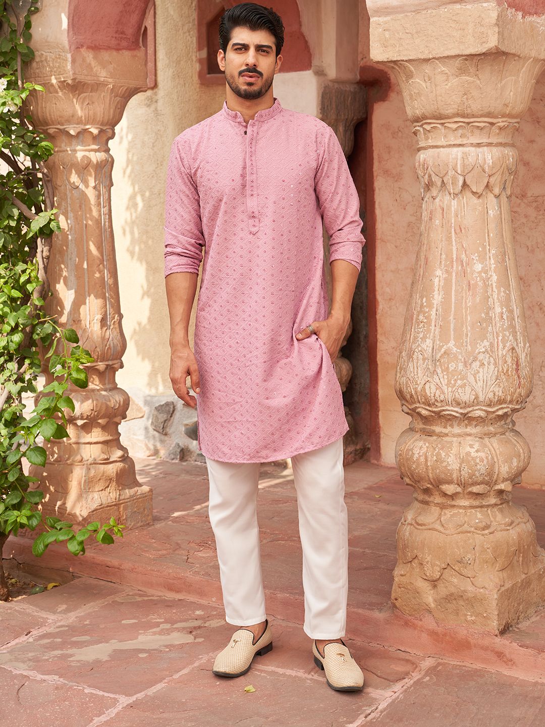 Men Cotton Blend Kurta Pyjama Set-image-27