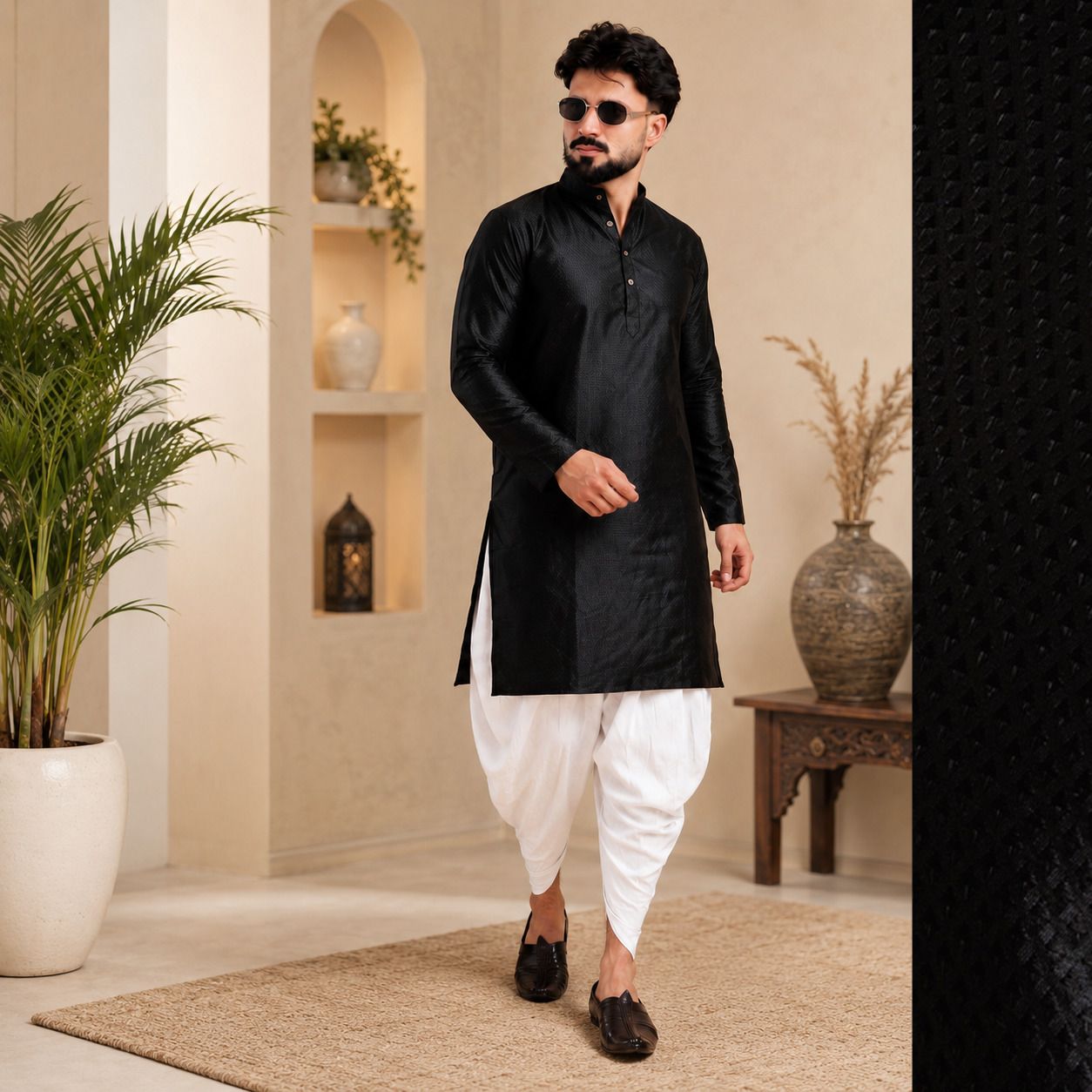 tsarina Men Cotton Silk Kurta Dhoti Pant Set-picture-14