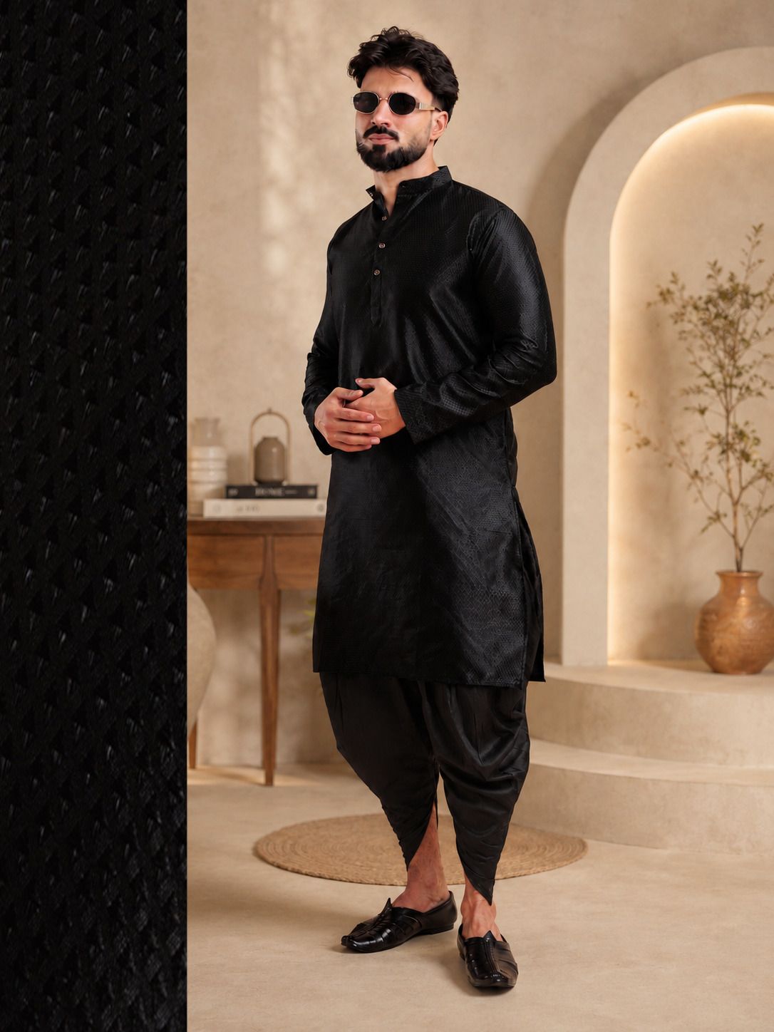tsarina Men Cotton Silk Kurta Dhoti Pant Set-picture-31
