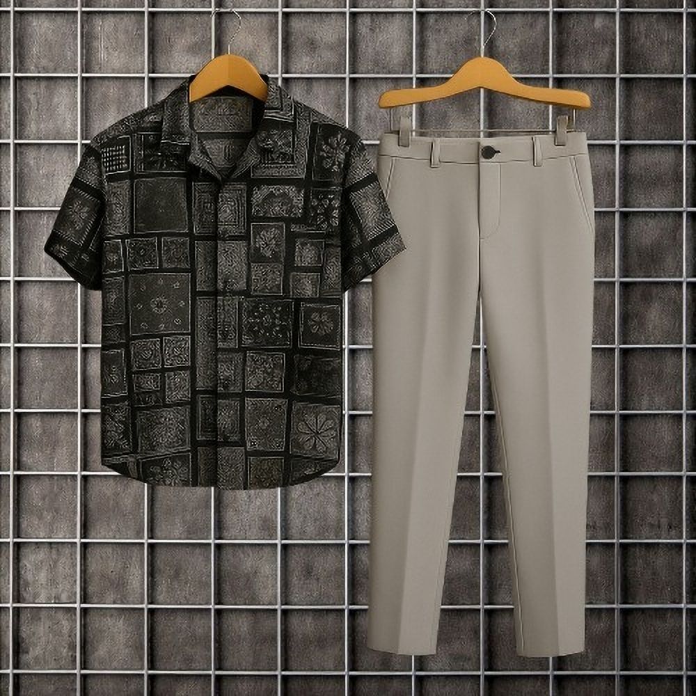 Men Cotton Blend Shirt Pant Set-image-26