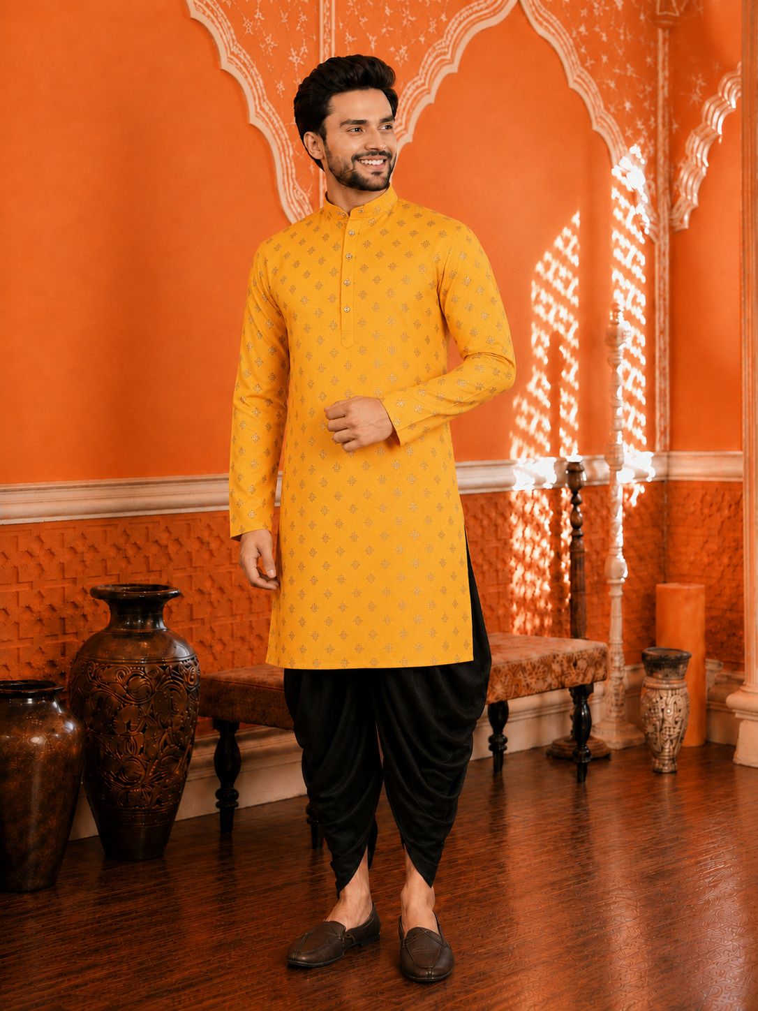 dhasu trendz Men Cotton Blend Kurta Dhoti Set-picture-45