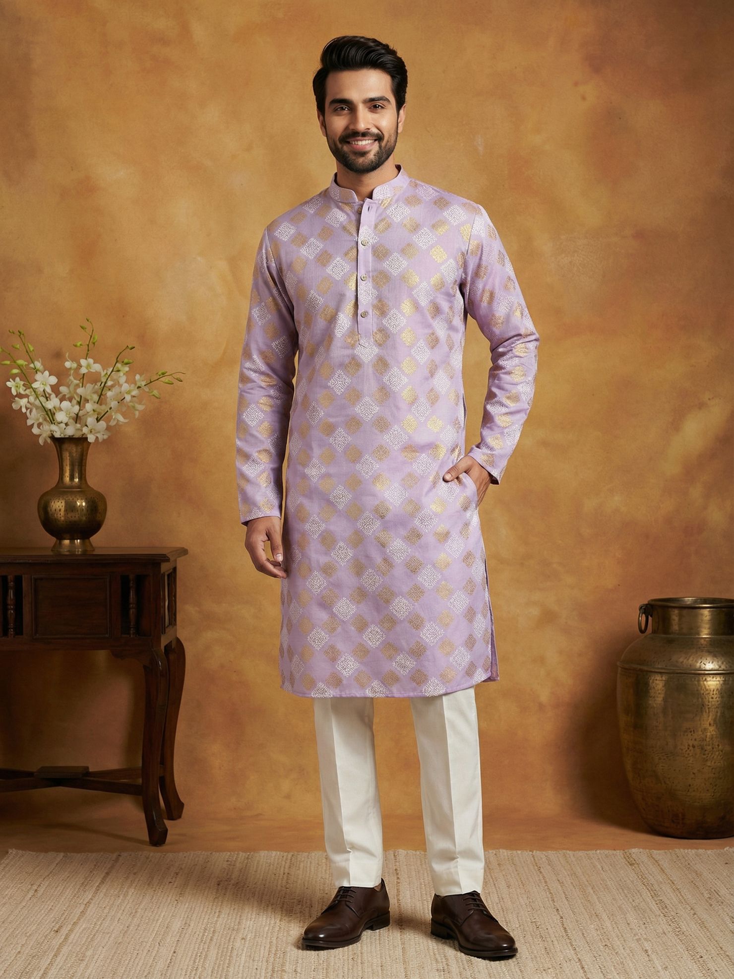 jompers Men Cotton Blend Kurta Pyjama Set-picture-25