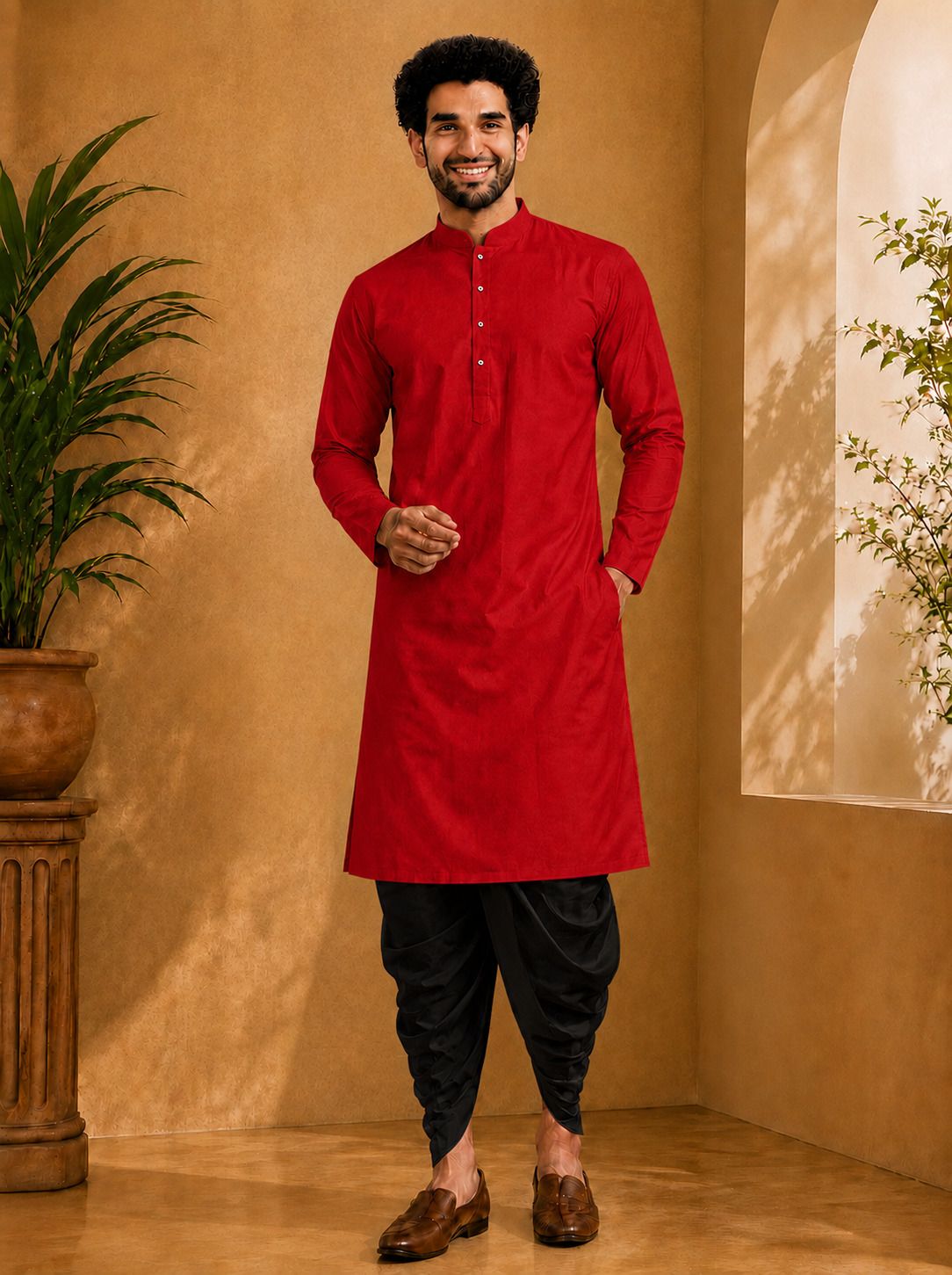 dhasu trendz Men Cotton Rayon Kurta Dhoti Set-picture-47