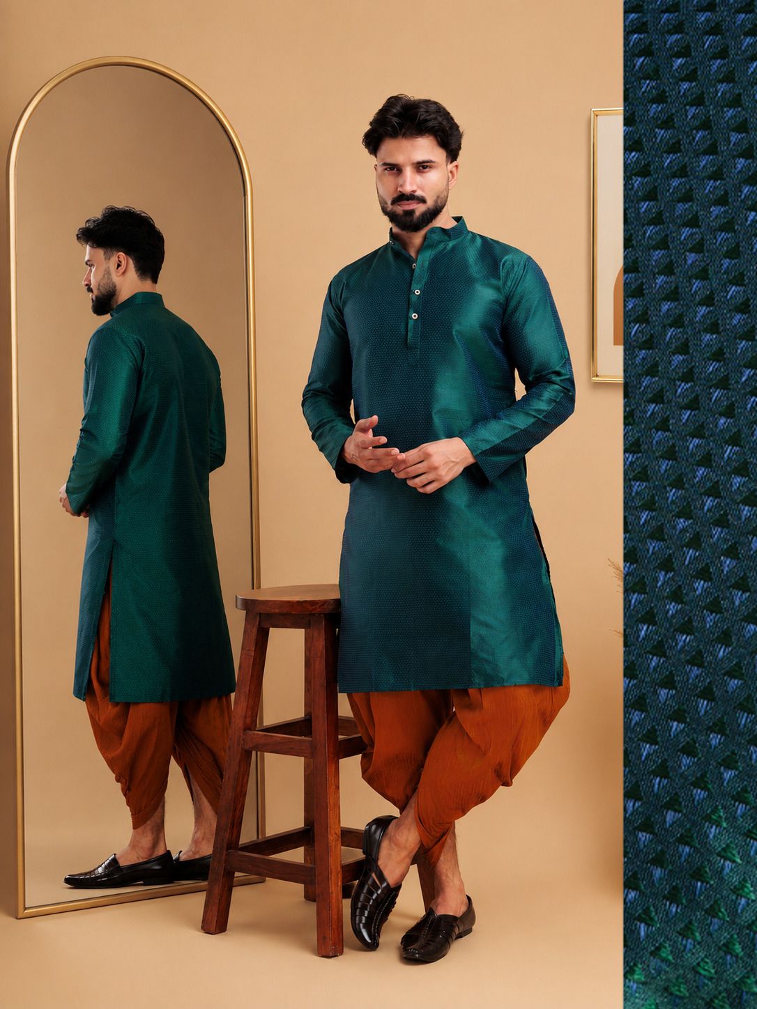 tsarina Men Cotton Silk Kurta Dhoti Pant Set-picture-21