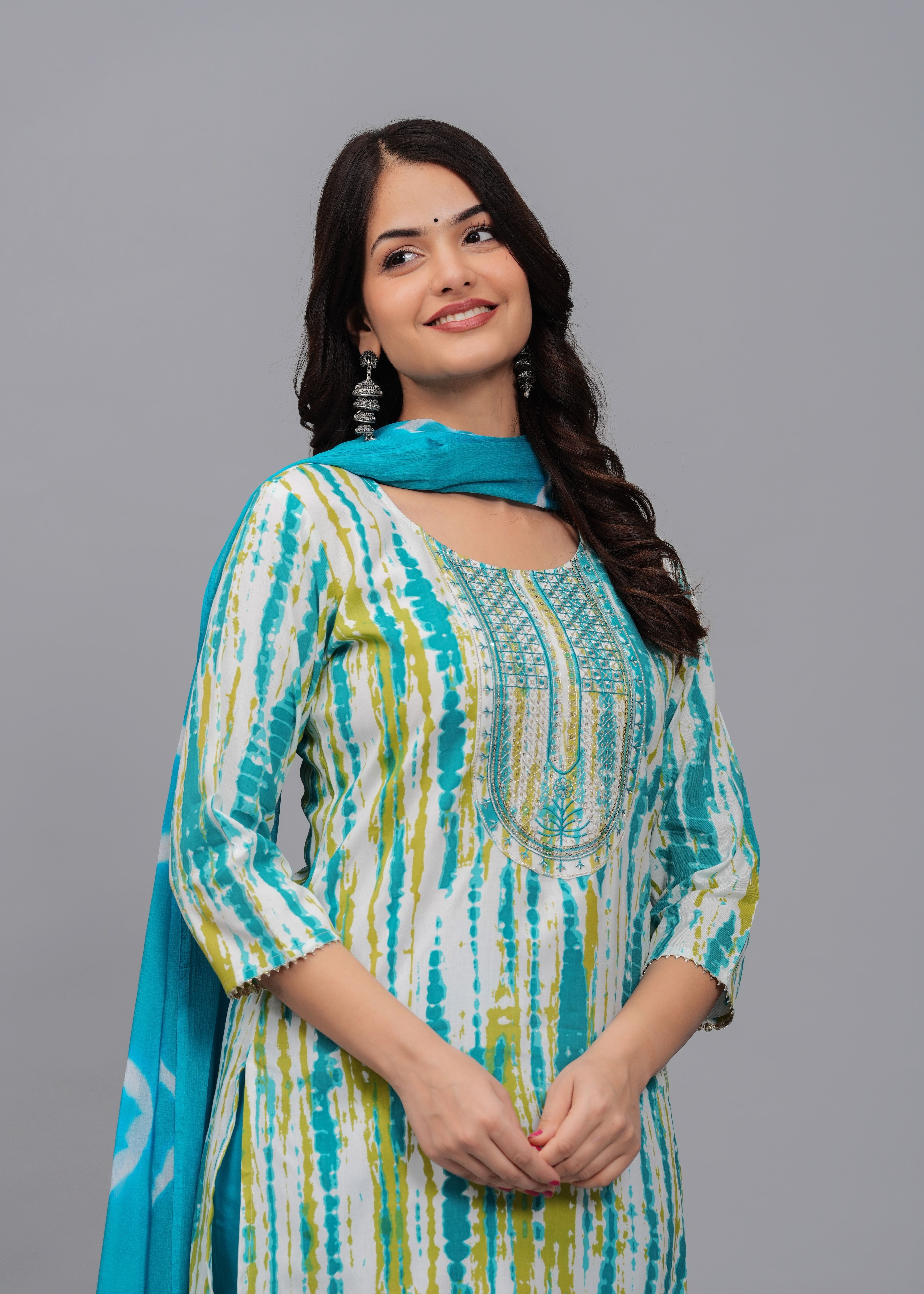 Women Viscose Rayon Kurta Pant Dupatta Set-image-42