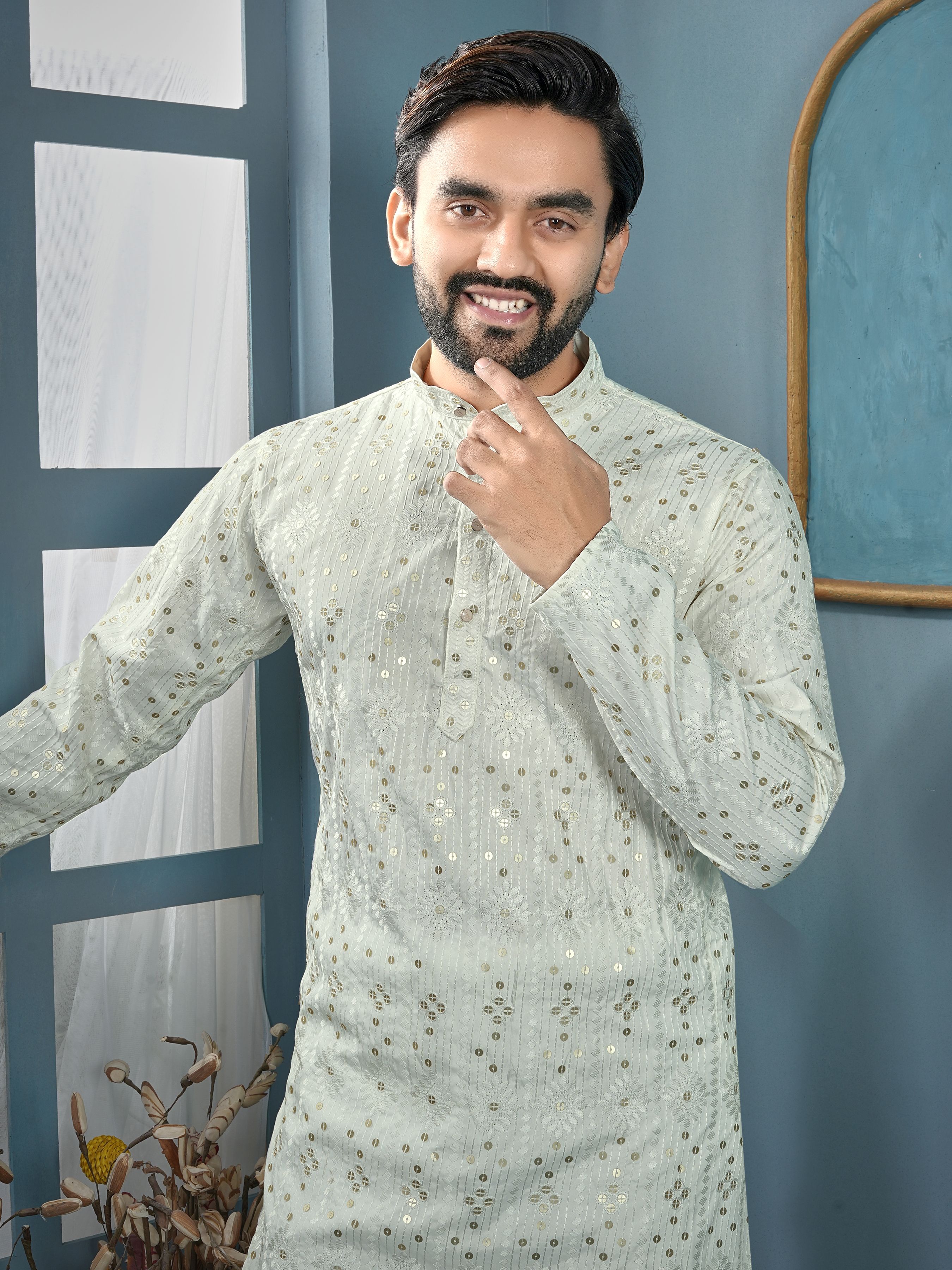 cellux Men Cotton Rayon Kurta Pyjama Set-picture-13