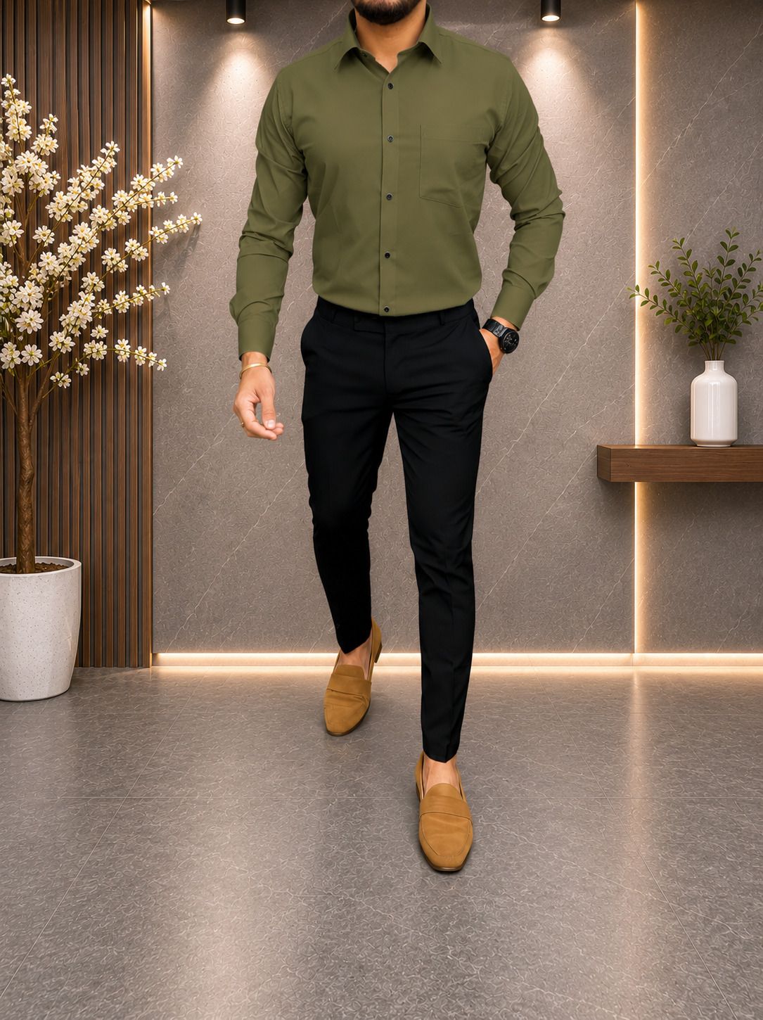 khodiyar fashion Men Cotton Blend Shirt Pant Set-picture-38