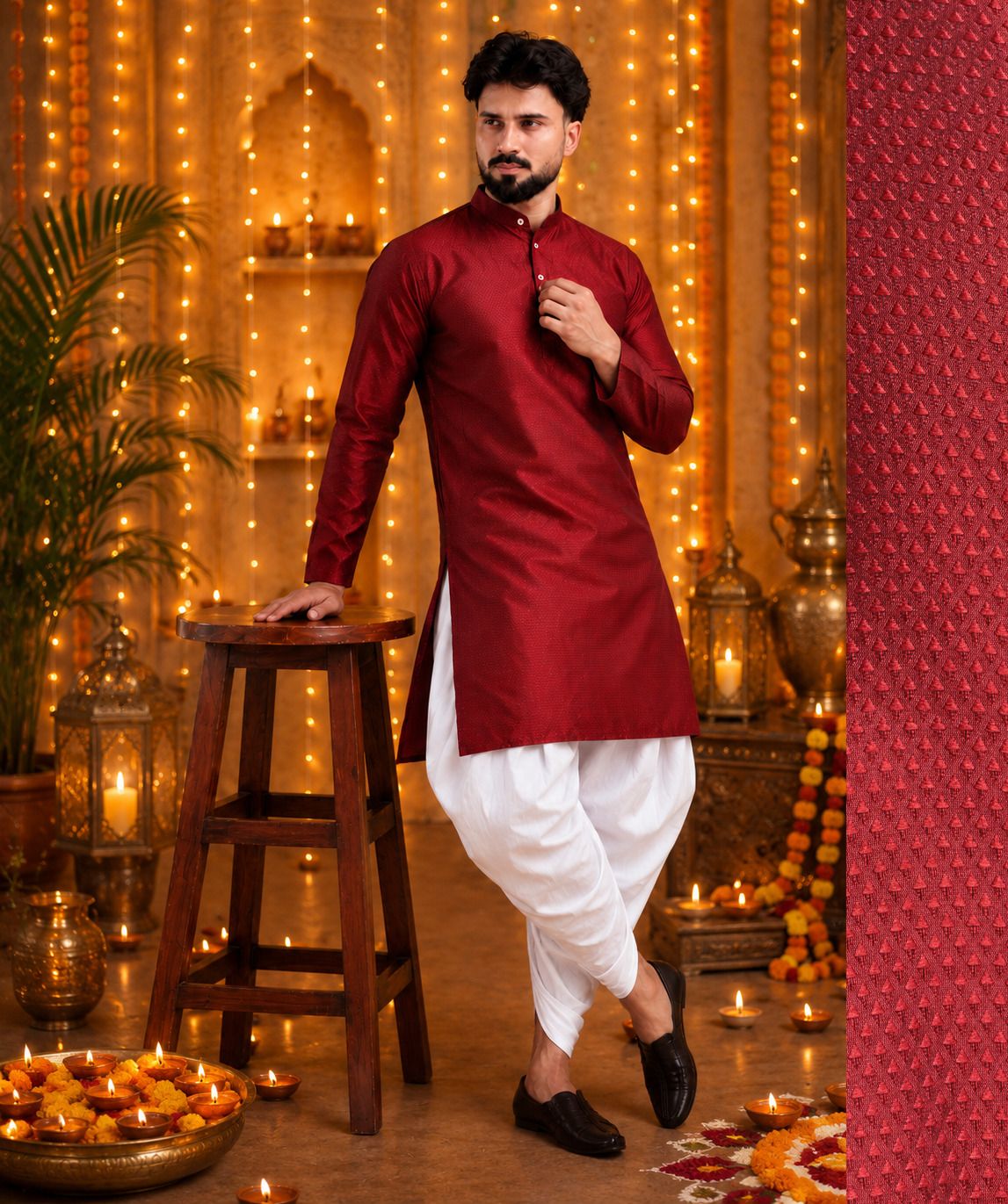 tsarina Men Cotton Silk Kurta Dhoti Pant Set-picture-35