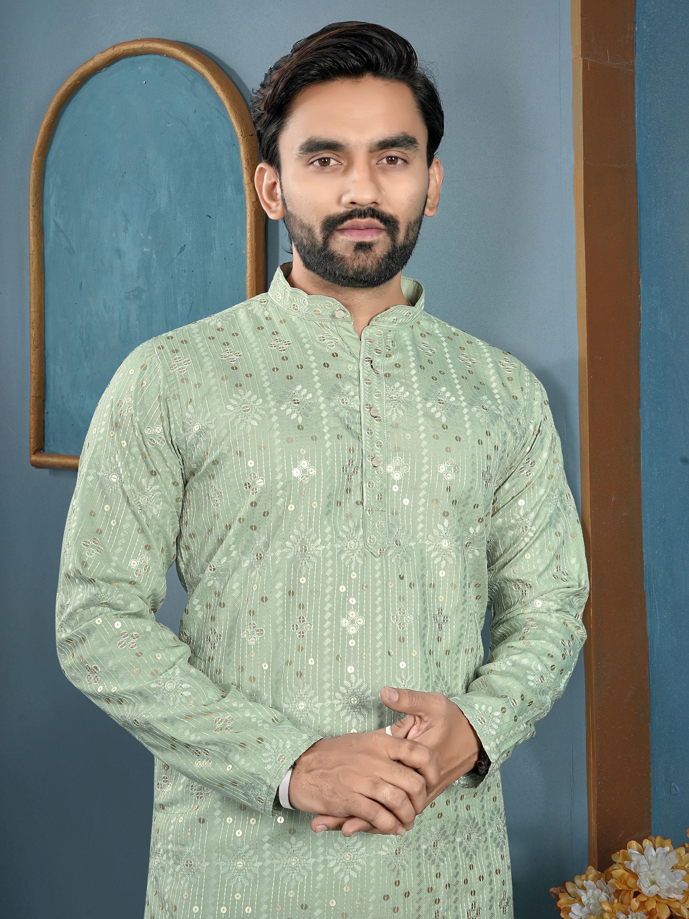 cellux Men Cotton Rayon Kurta Pyjama Set-picture-15