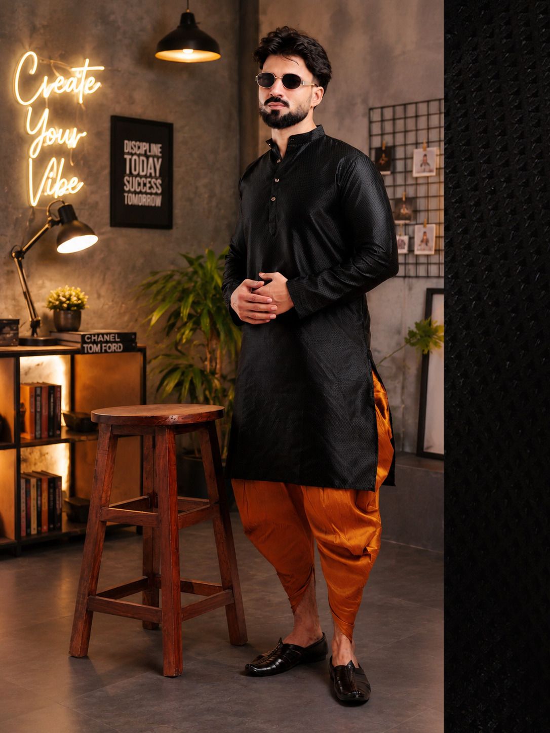 tsarina Men Cotton Silk Kurta Dhoti Pant Set-picture-47