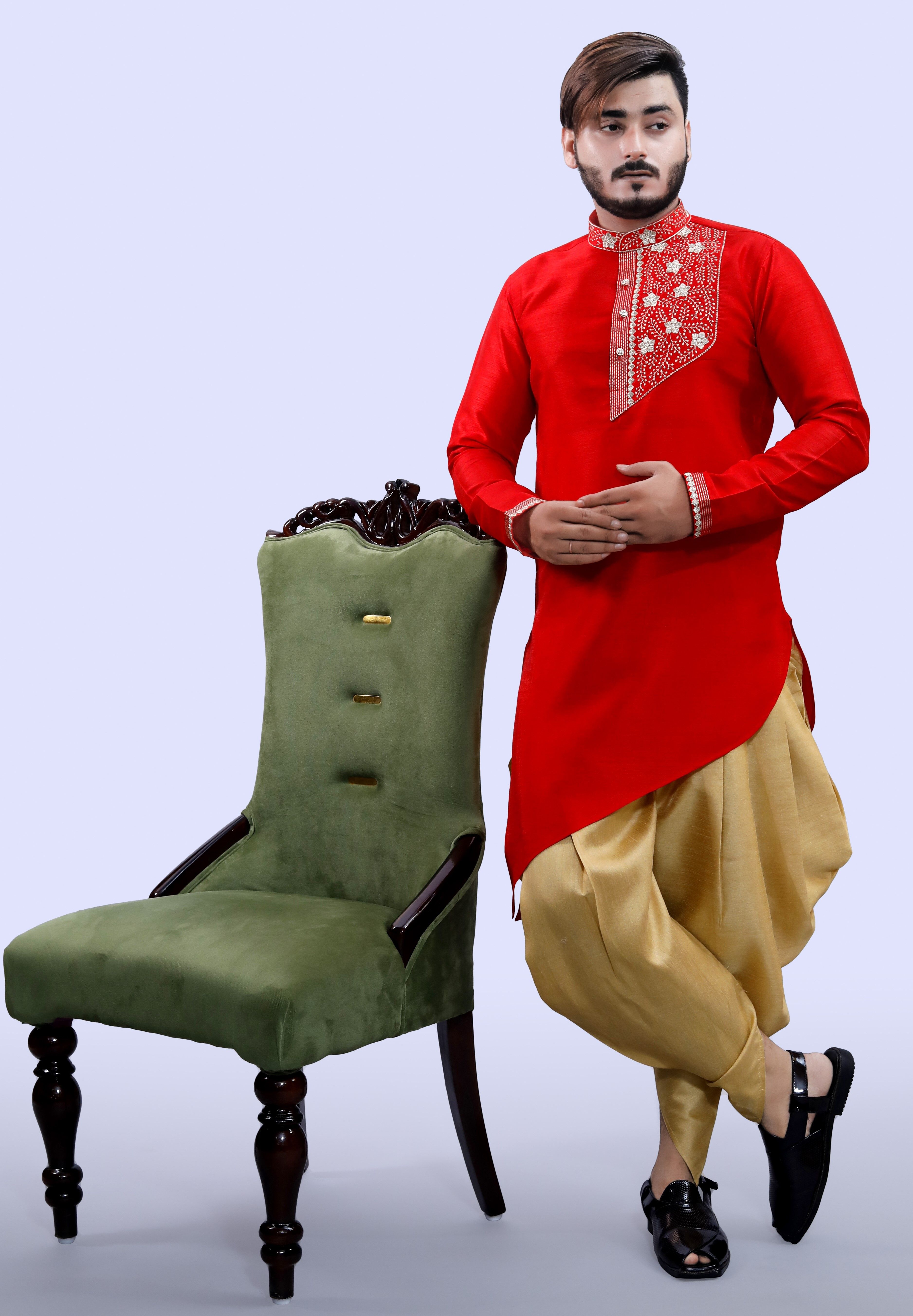 tibra collection Men Silk Blend Kurta Pyjama Set-picture-33