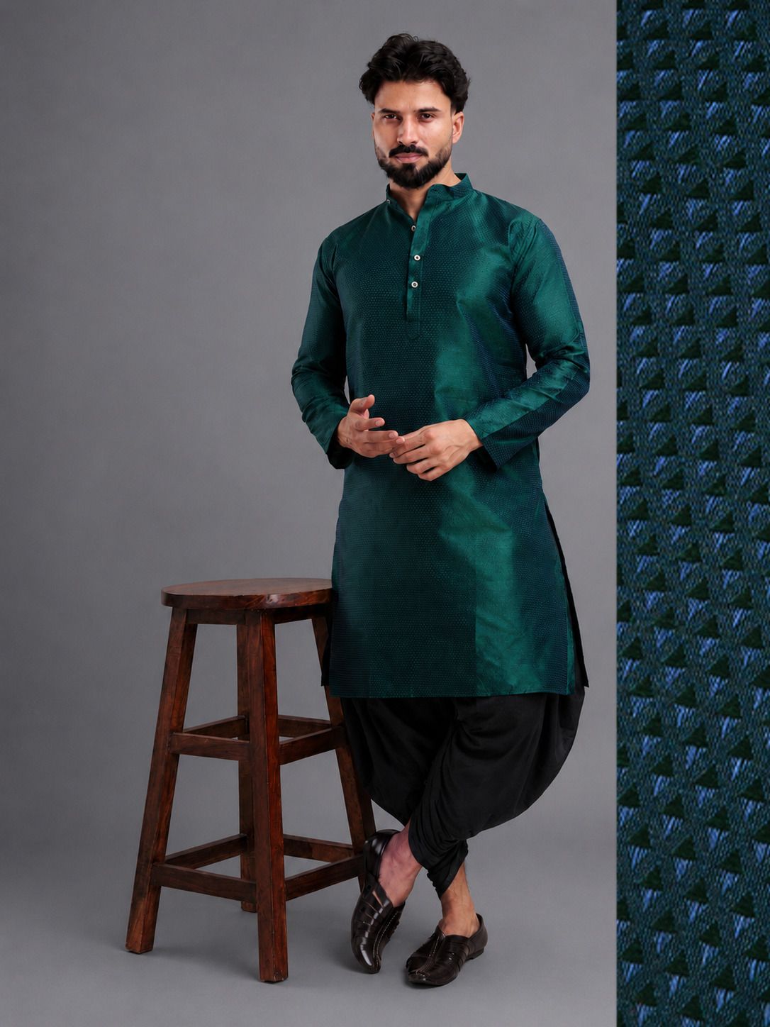 tsarina Men Cotton Silk Kurta Dhoti Pant Set-picture-23