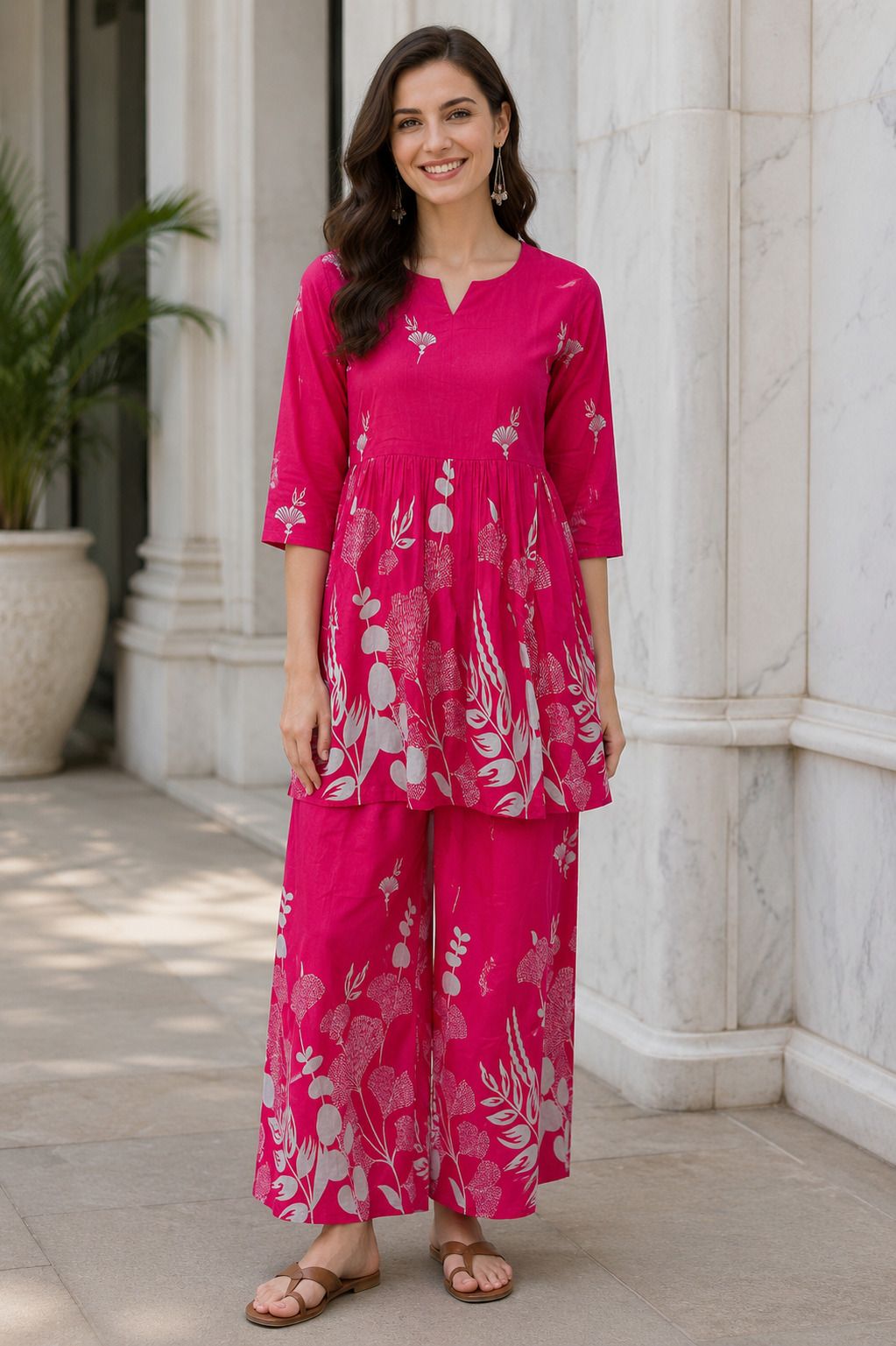 hiva trendz Women Cotton Rayon Ethnic Top Palazzo Set-picture-13