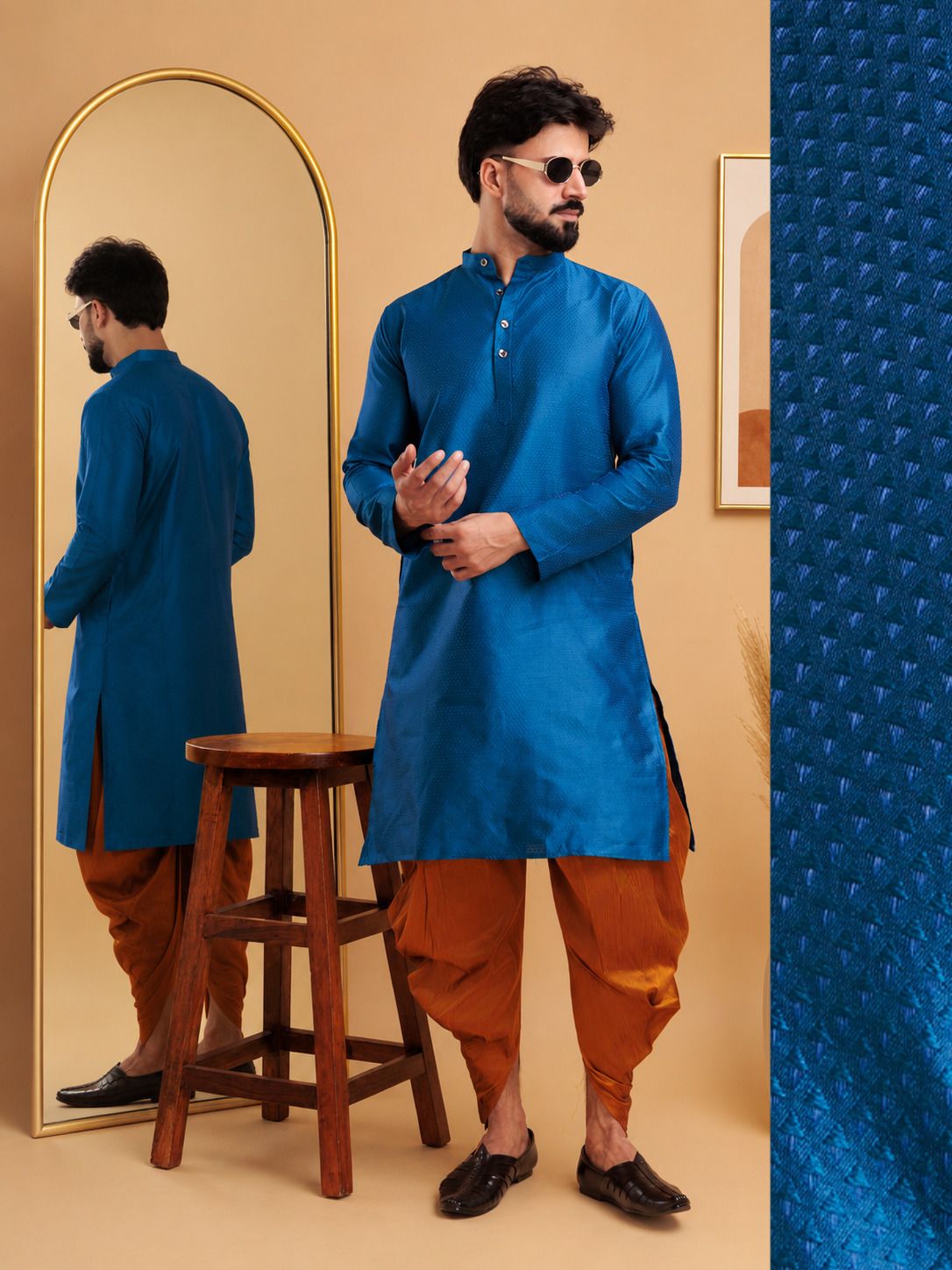 tsarina Men Cotton Silk Kurta Dhoti Pant Set-picture-24
