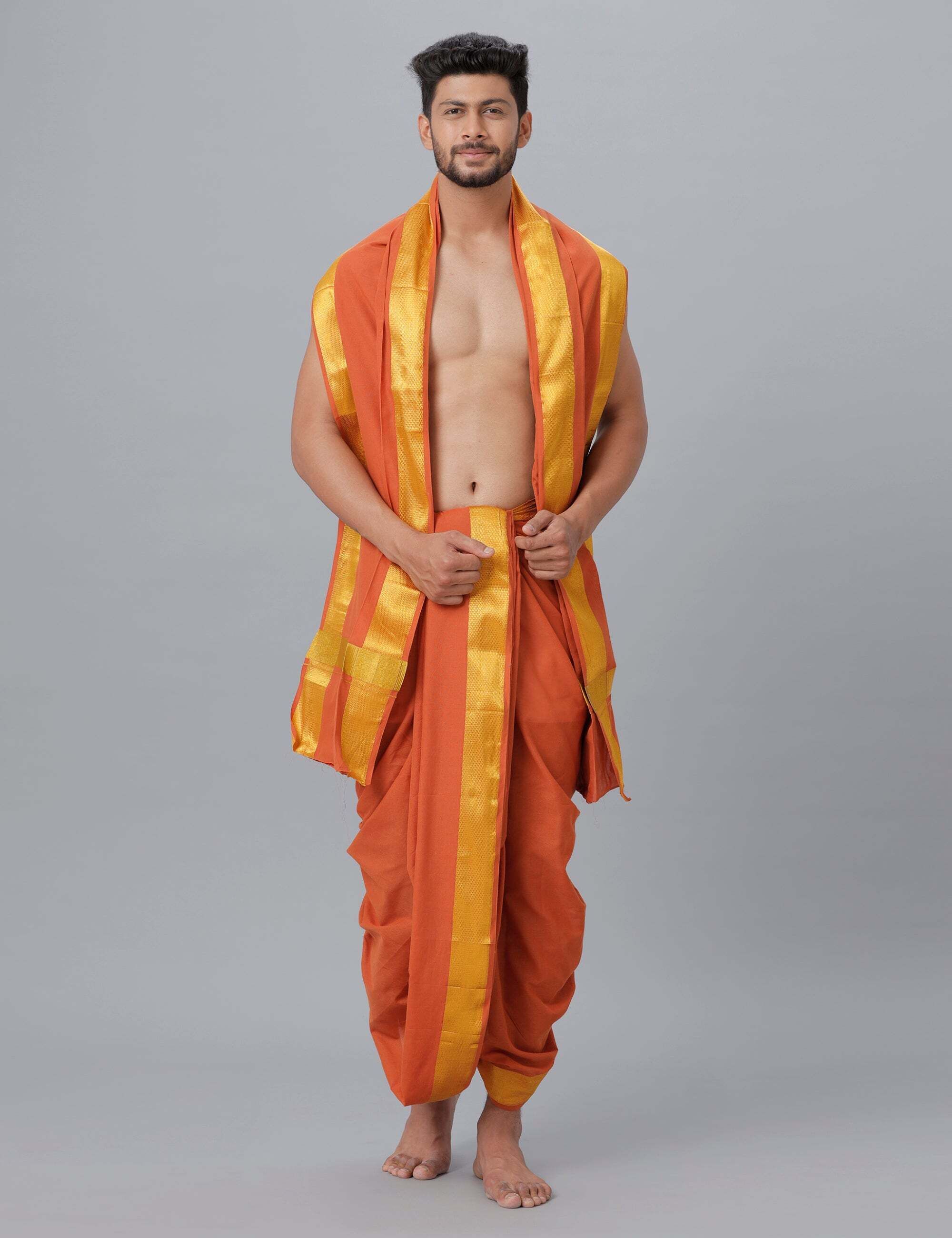 ramraj cotton Men Art Silk Dhoti Pant Dupatta Set-picture-12