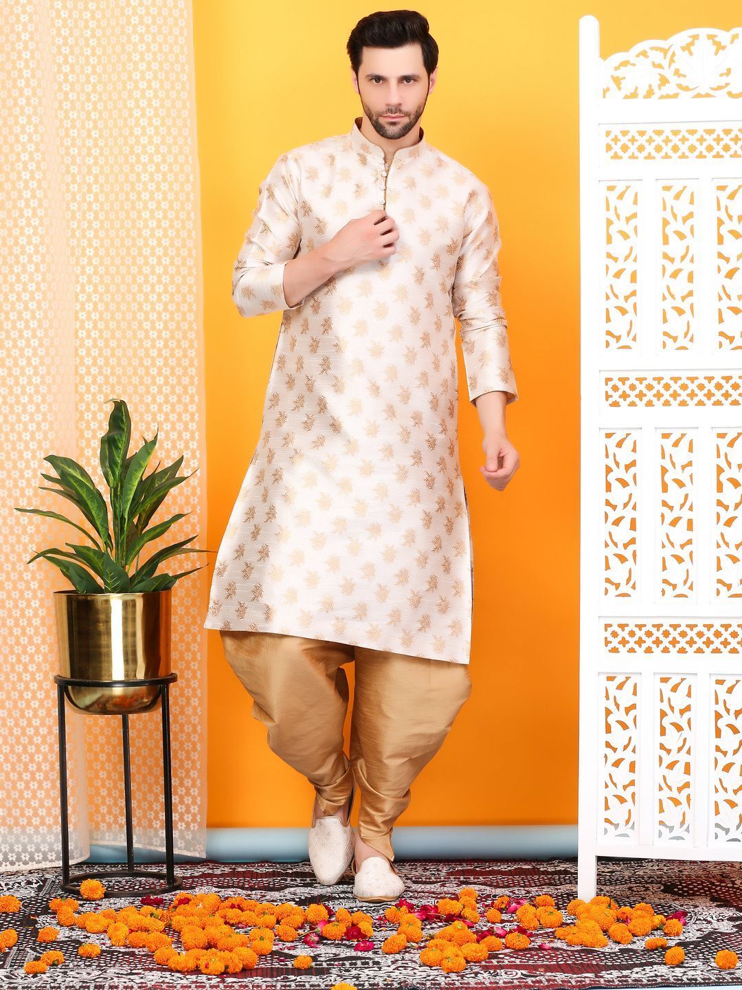 larwa ethnic Men Jacquard Kurta Salwar Set-picture-10