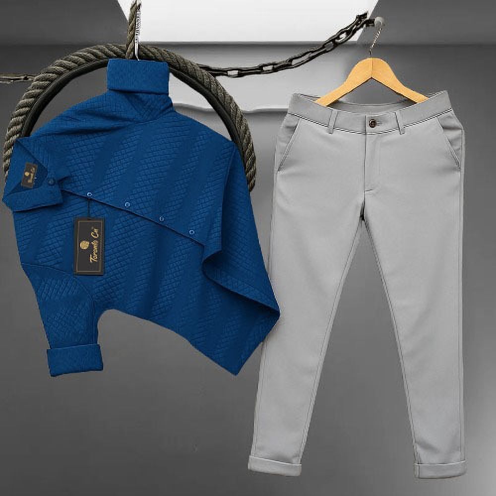 torontocn Men Cotton Blend Shirt Pant Set-picture-16