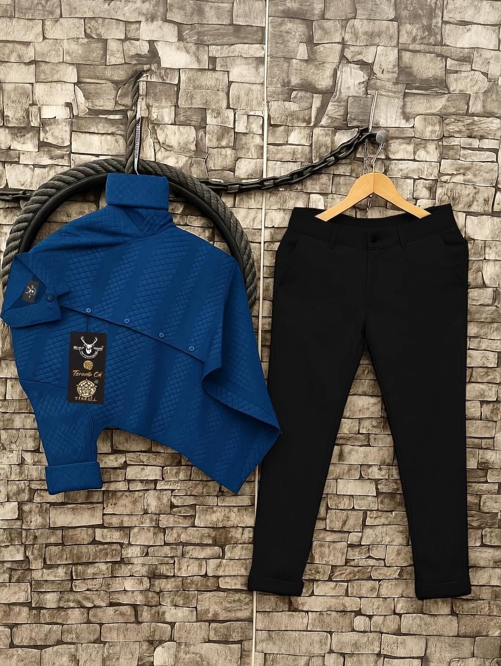 Men Cotton Blend Shirt Pant Set-image-5