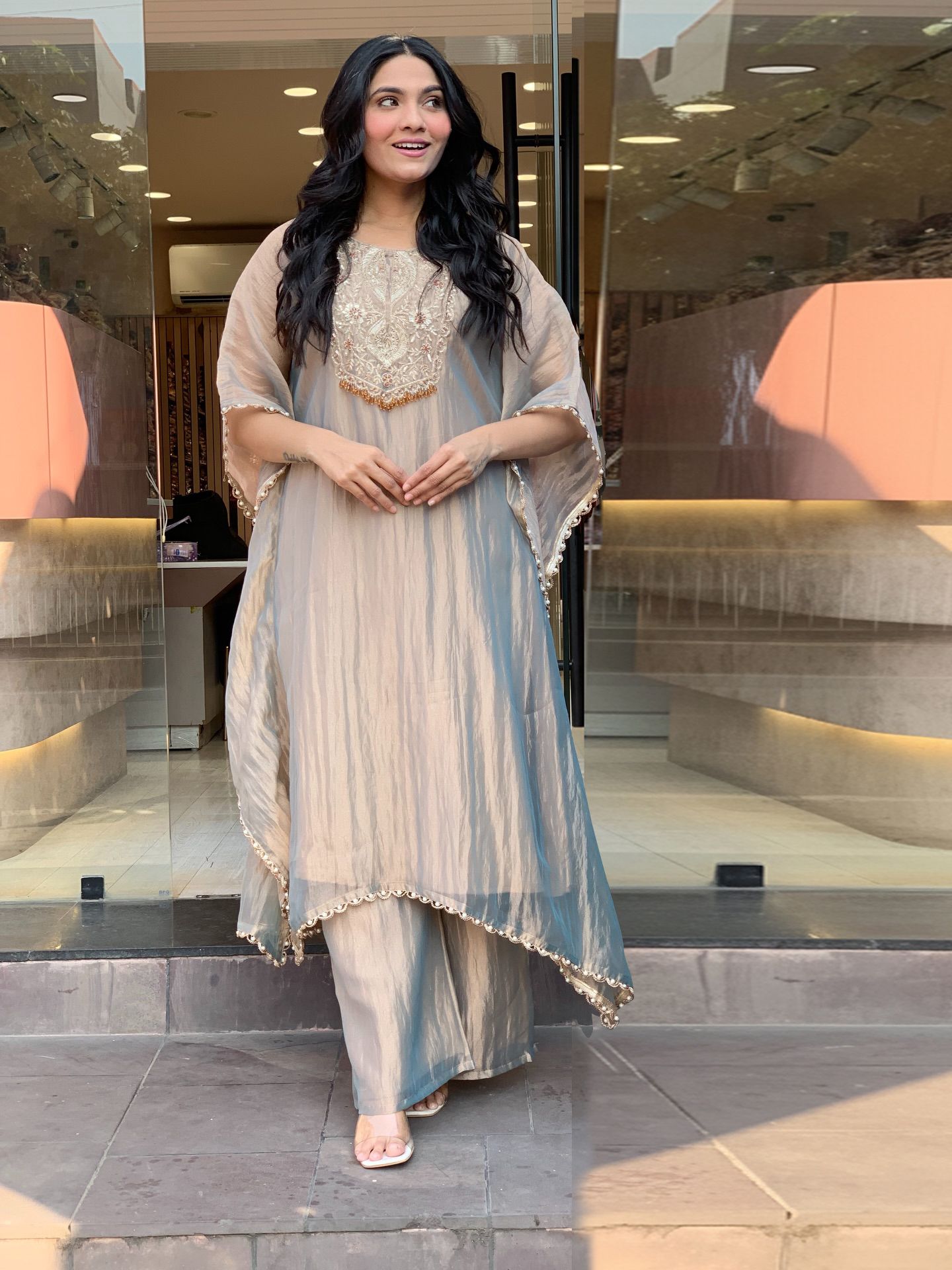 Women Pure Silk Kurti Palazzo Set-image-2