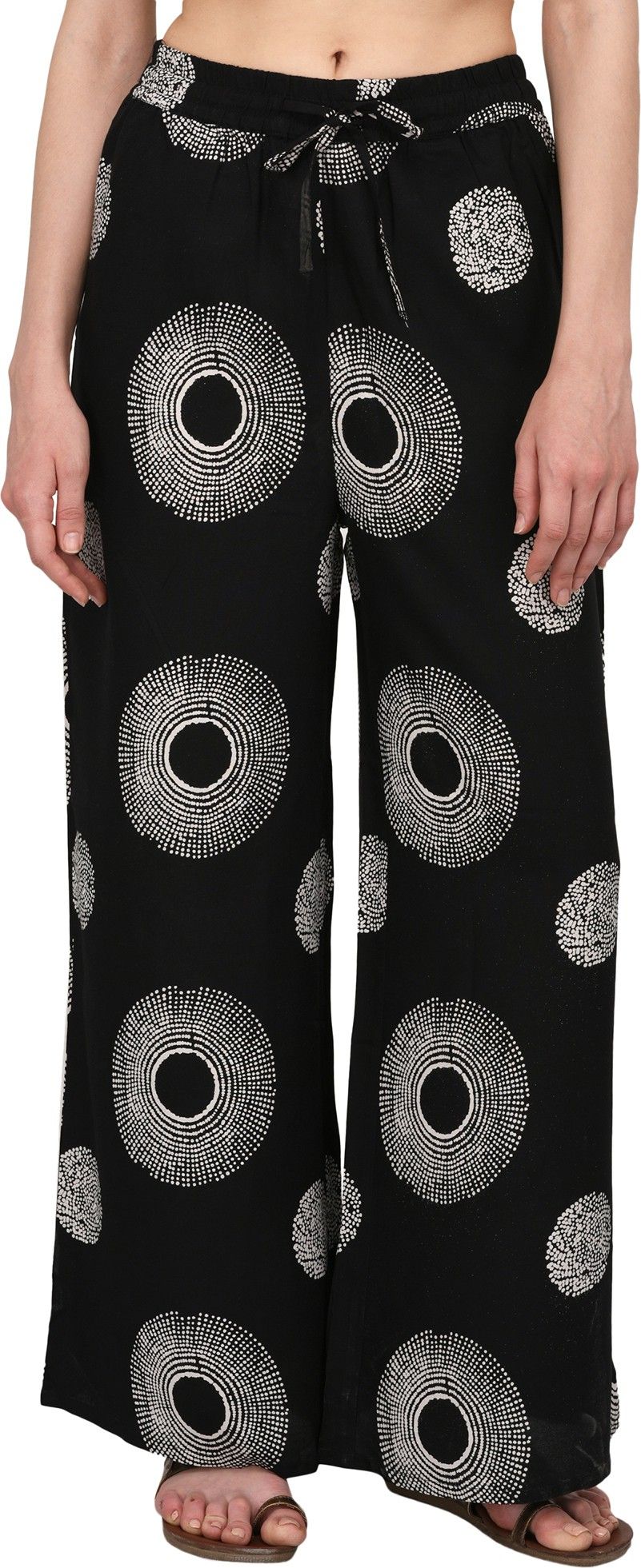 pistaa Women Flared Black Cotton Blend Trousers-picture-17