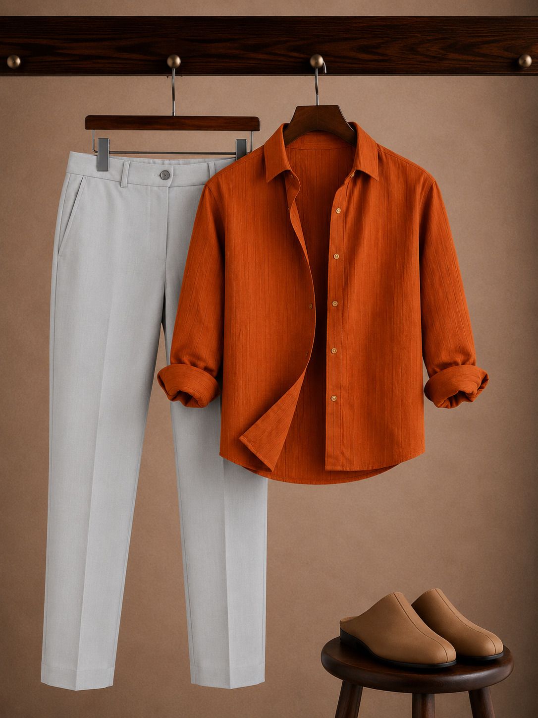 Men Cotton Blend Shirt Pant Set-image-49