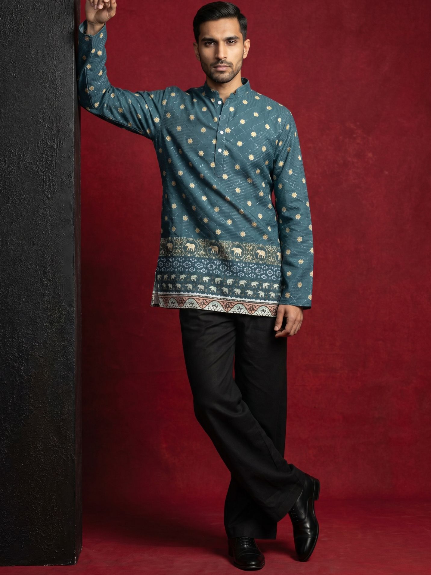 jompers Men Cotton Blend Kurta Pyjama Set-picture-34