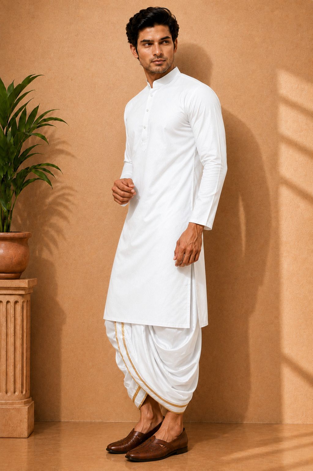 dhasu trendz Men Cotton Rayon Kurta Dhoti Set-picture-34