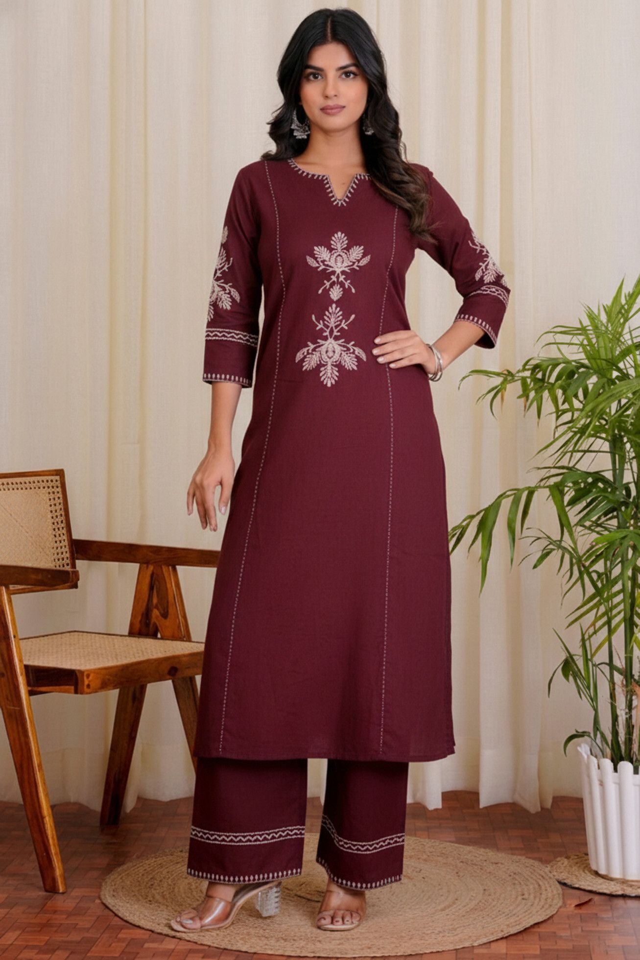 Women Pure Cotton Kurti Pant Set-image-16
