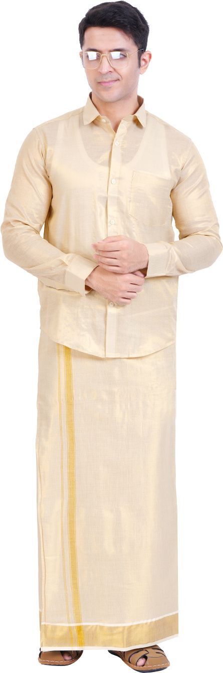 fashly Men Silk Blend Shirt Dhoti Set-picture-19