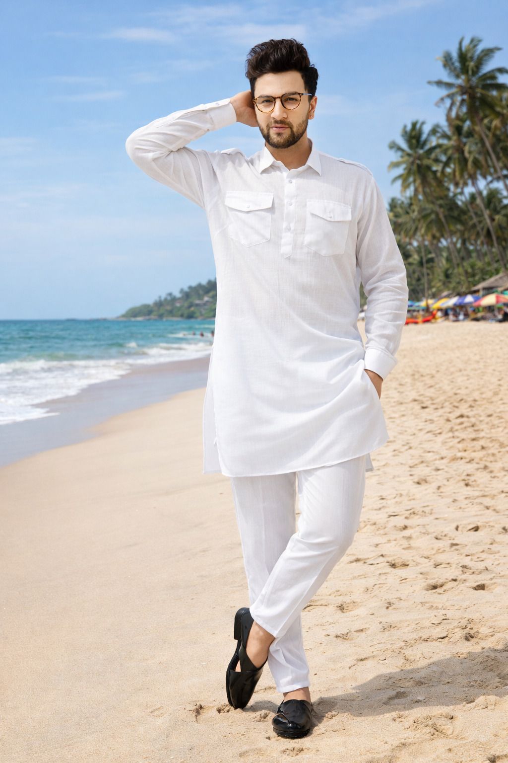 Men Linen Kurta Pant Set-image-31