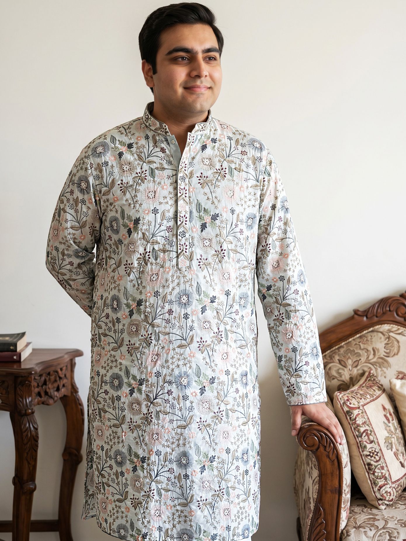 Men Silk Blend Kurta Pyjama Set-image-19