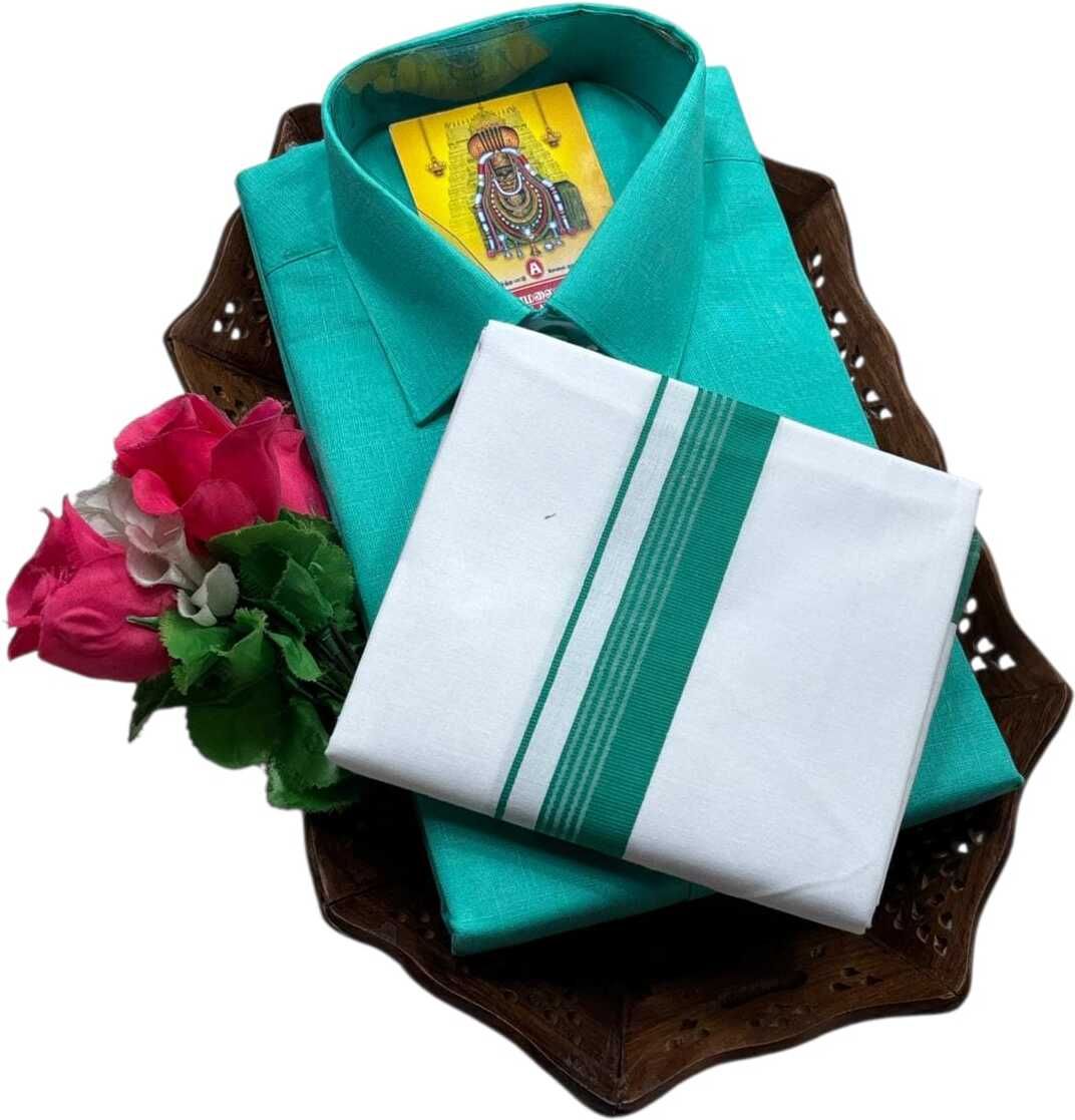Men Pure Cotton Shirt Dhoti Set-image-45