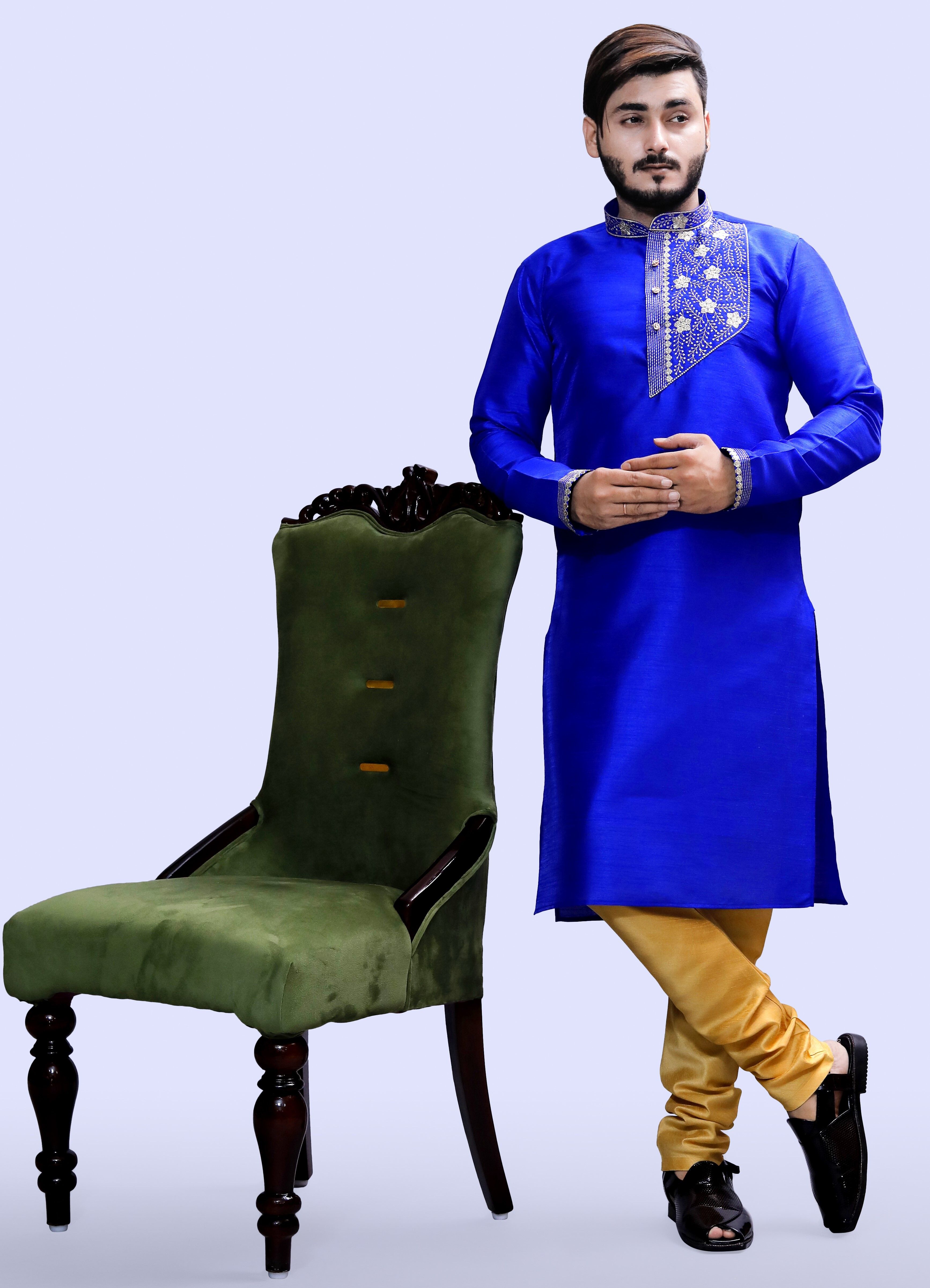 tibra collection Men Pure Silk Kurta Pyjama Set-picture-18