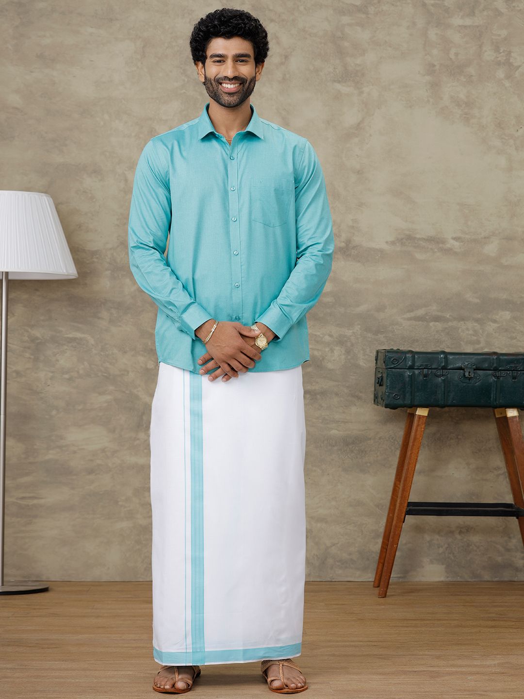 ramraj cotton Men Cotton Blend Shirt Dhoti Set-picture-12