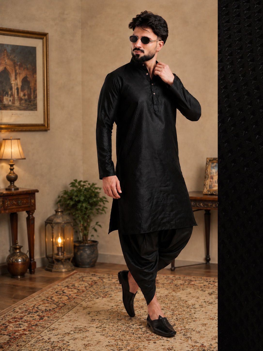 tsarina Men Cotton Silk Kurta Dhoti Pant Set-picture-4