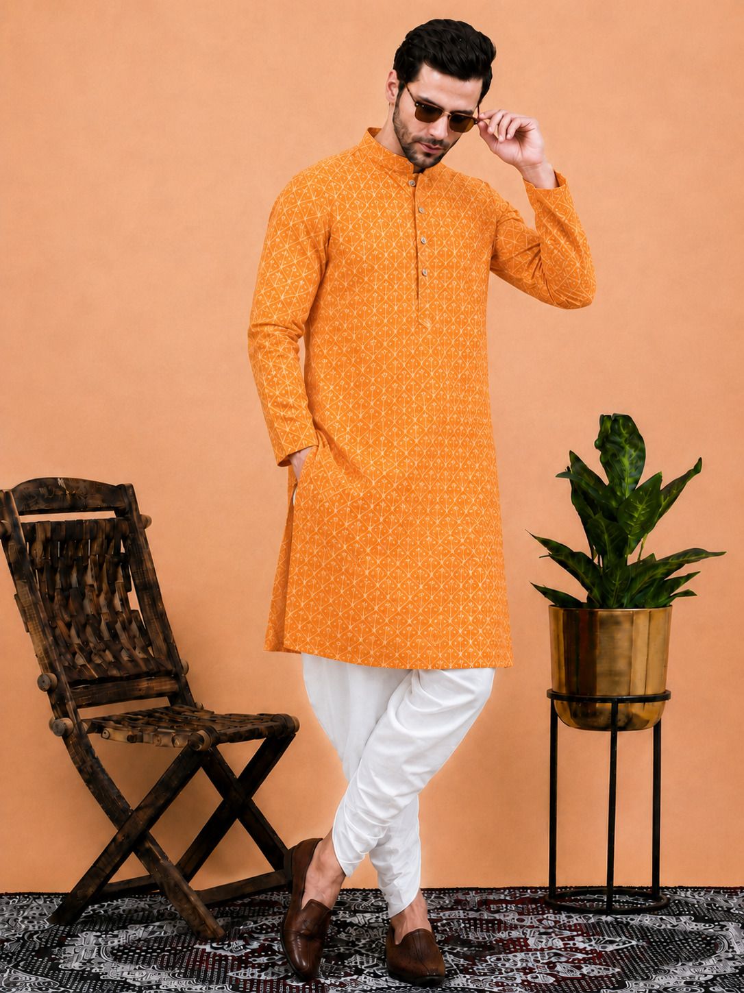 dhasu trendz Men Cotton Rayon Kurta Dhoti Set-picture-28