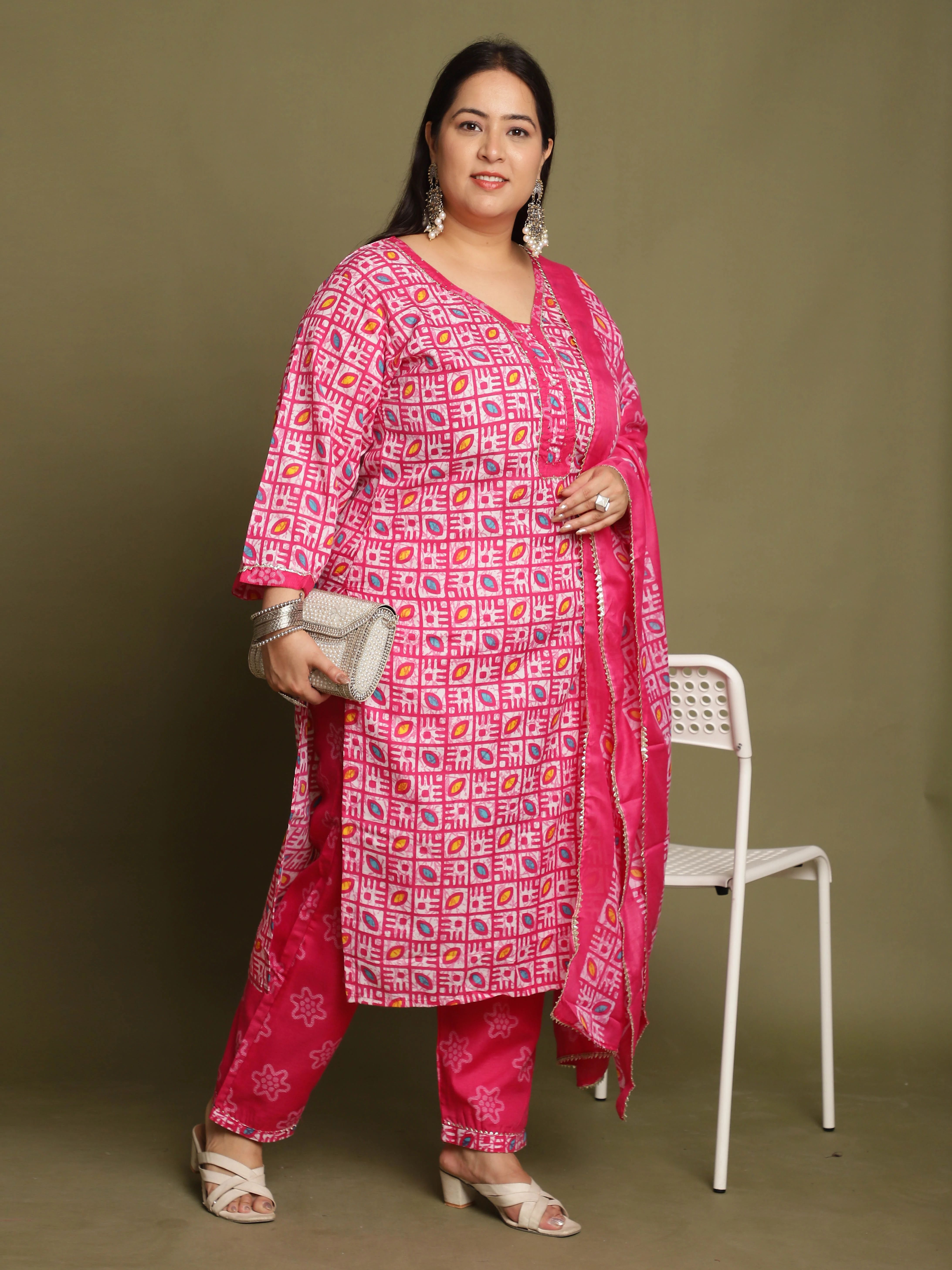 rajnandini Women Cotton Blend Kurta Pant Dupatta Set-picture-19