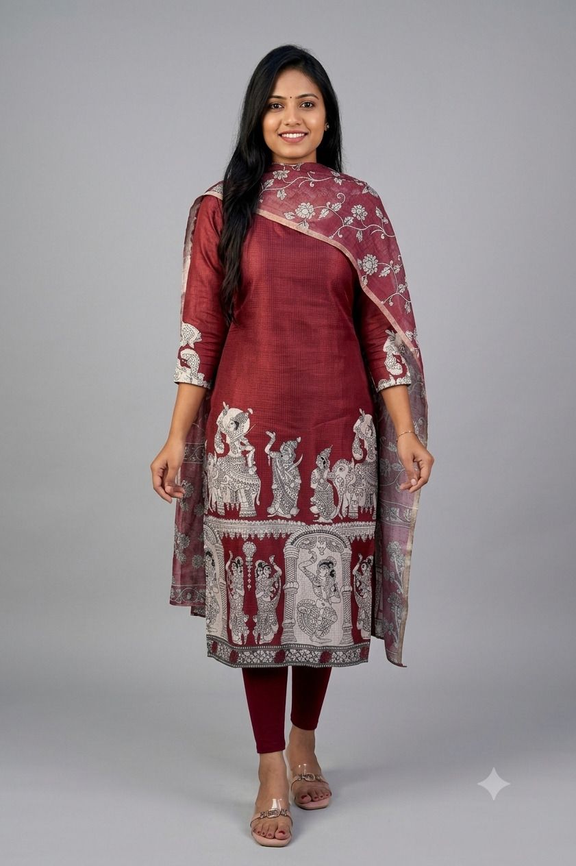 Women Cotton Silk Kurta Dupatta Set-image-46