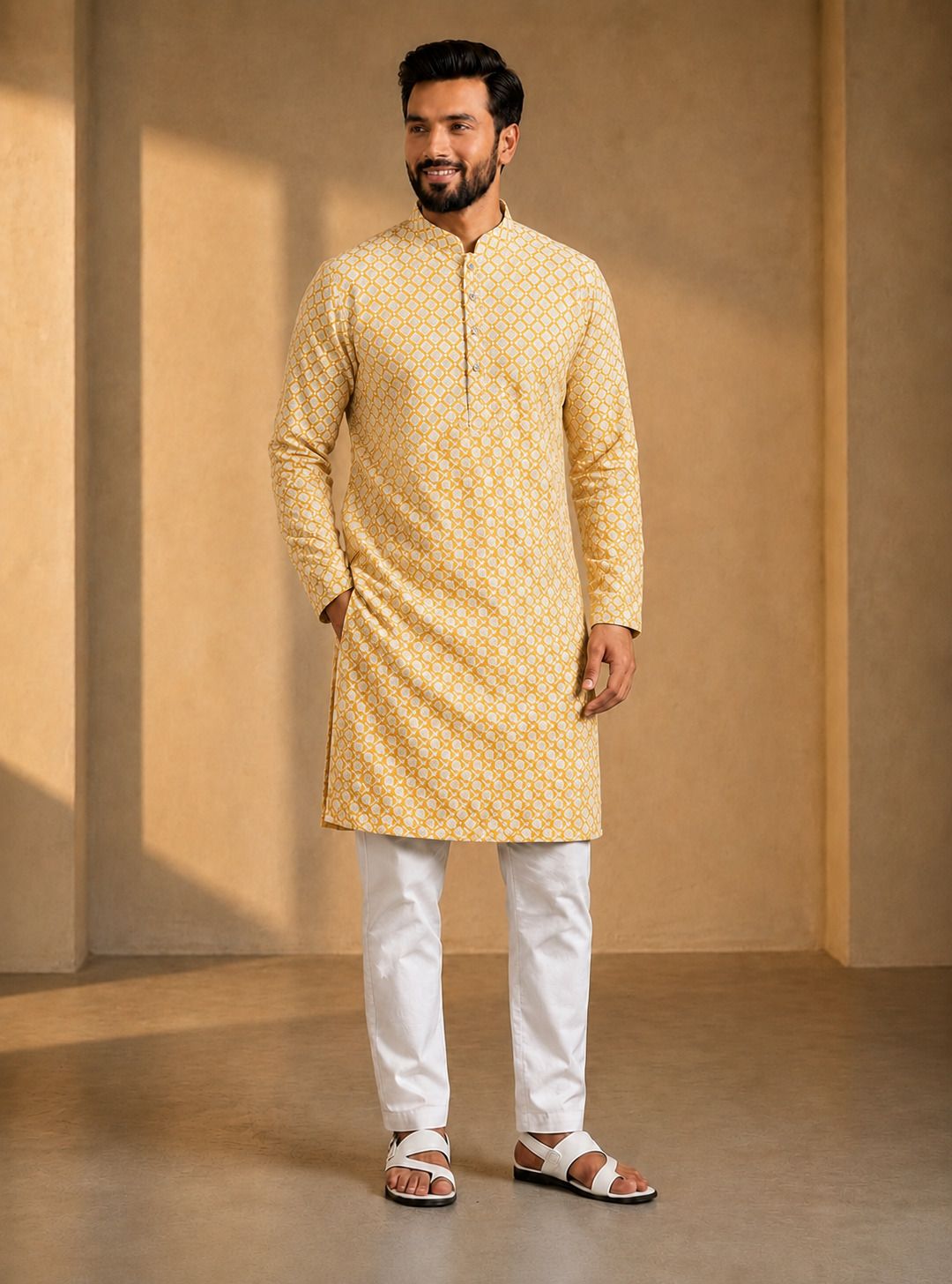 Men Chiffon Kurta Set-image-3