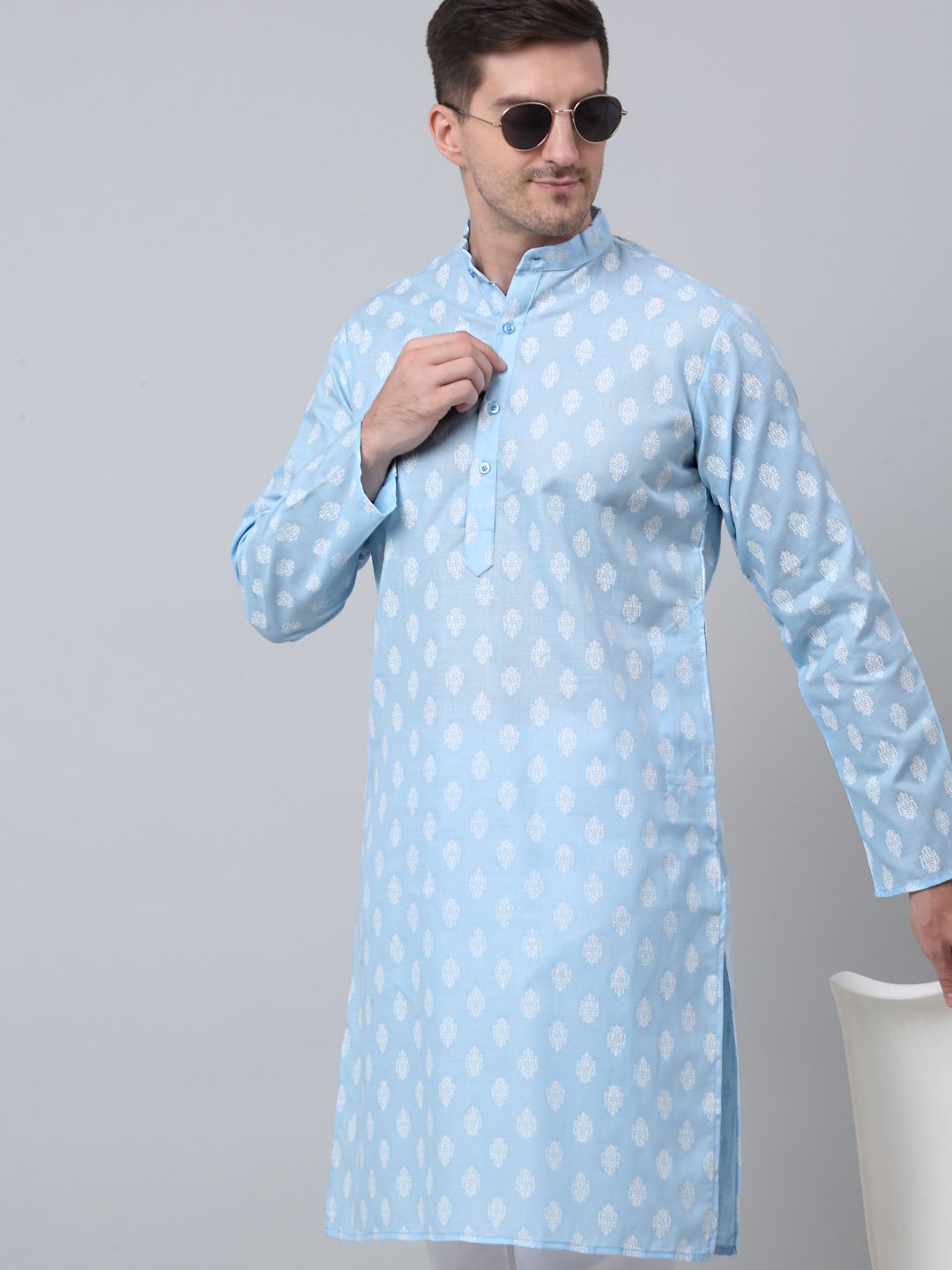 jompers Men Printed Pure Cotton Straight Kurta-picture-13