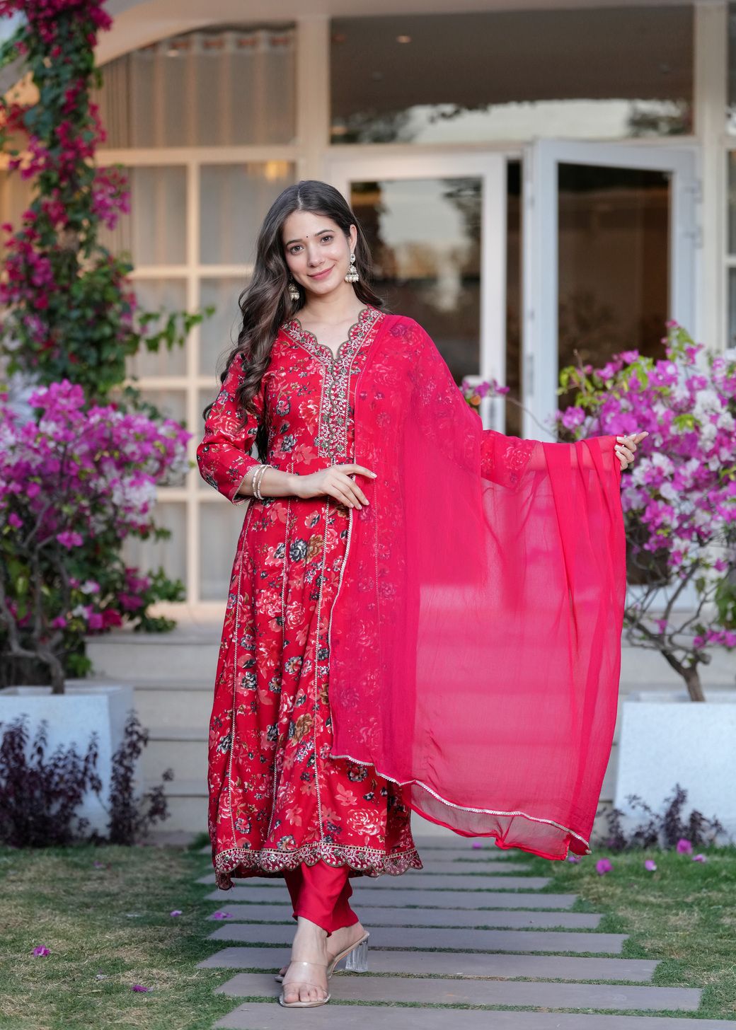 Women Pure Cotton Kurta Palazzo Dupatta Set-image-34