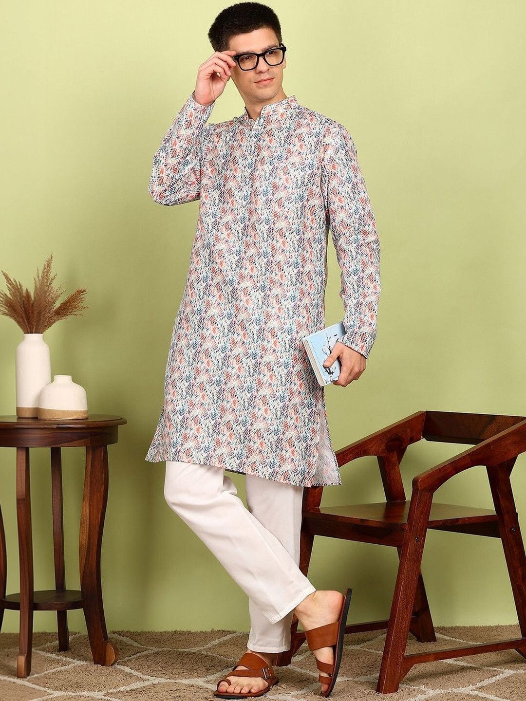 xenor Men Cotton Blend Kurta Pant Set-picture-29